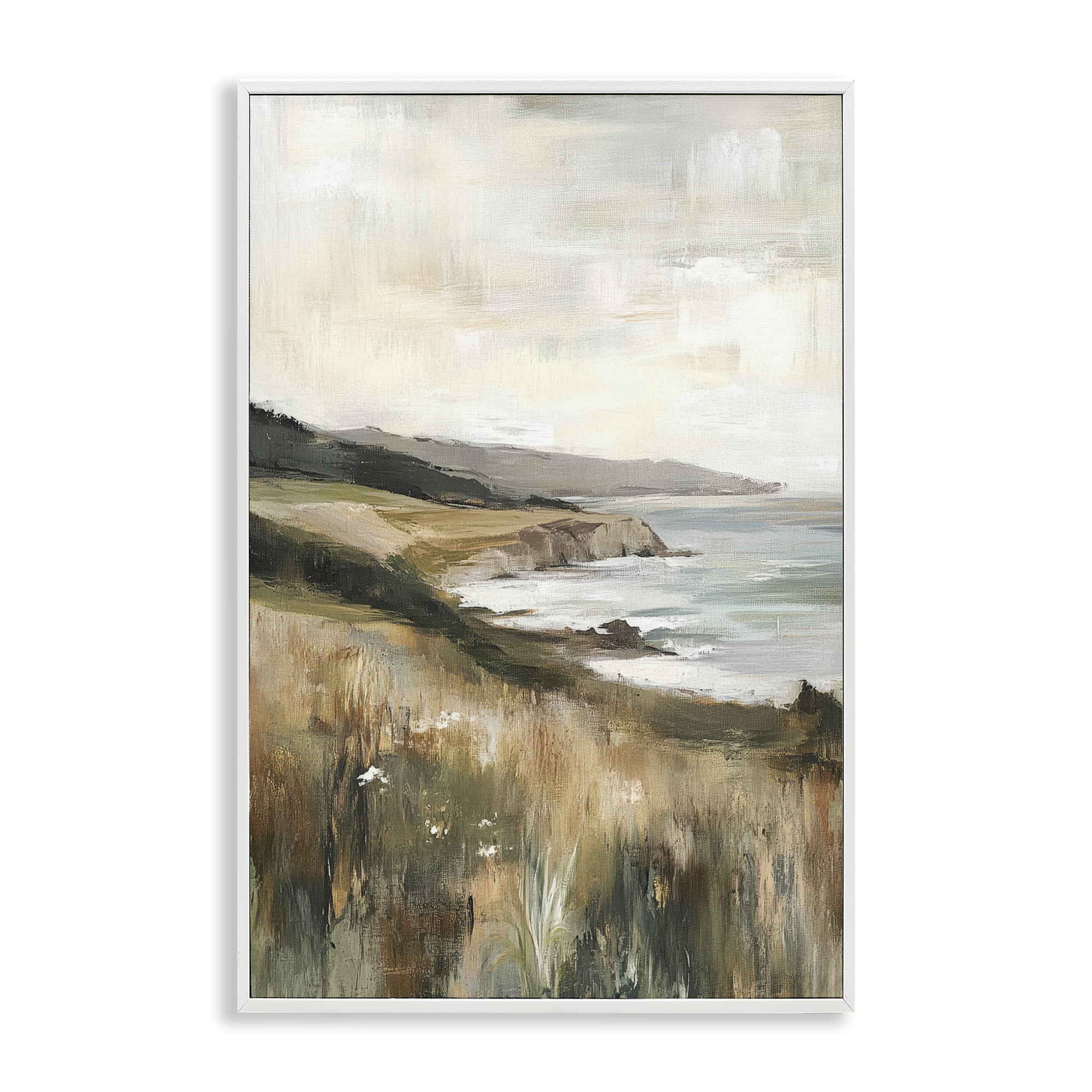 Stupell Industries Northern Coast Cliffside White Framed Giclee Art, design by Petal Prints Design