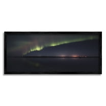 Stupell Industries Northern Lights Over Sea Nature Photography Black Framed Art Print Wall Art, 24 x 10