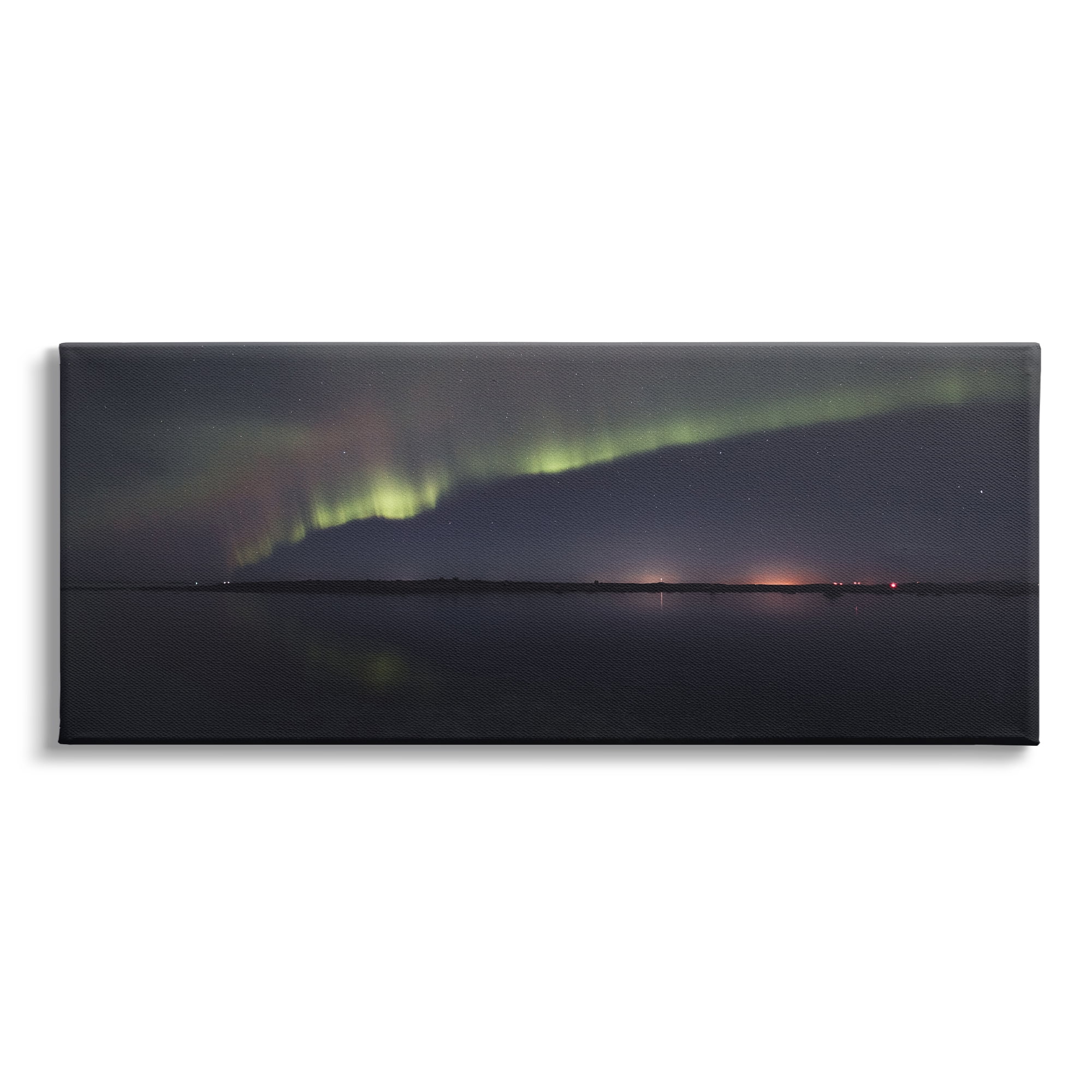 Stupell Industries Northern Lights Over Sea Nature Photography Gallery Wrapped Canvas Print Wall Art, 48 x 20