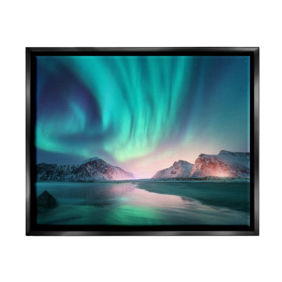 Stupell Industries Northern Lights Photography Nature Photography Black Floater Framed Art Print Wall Art, 21 x 17