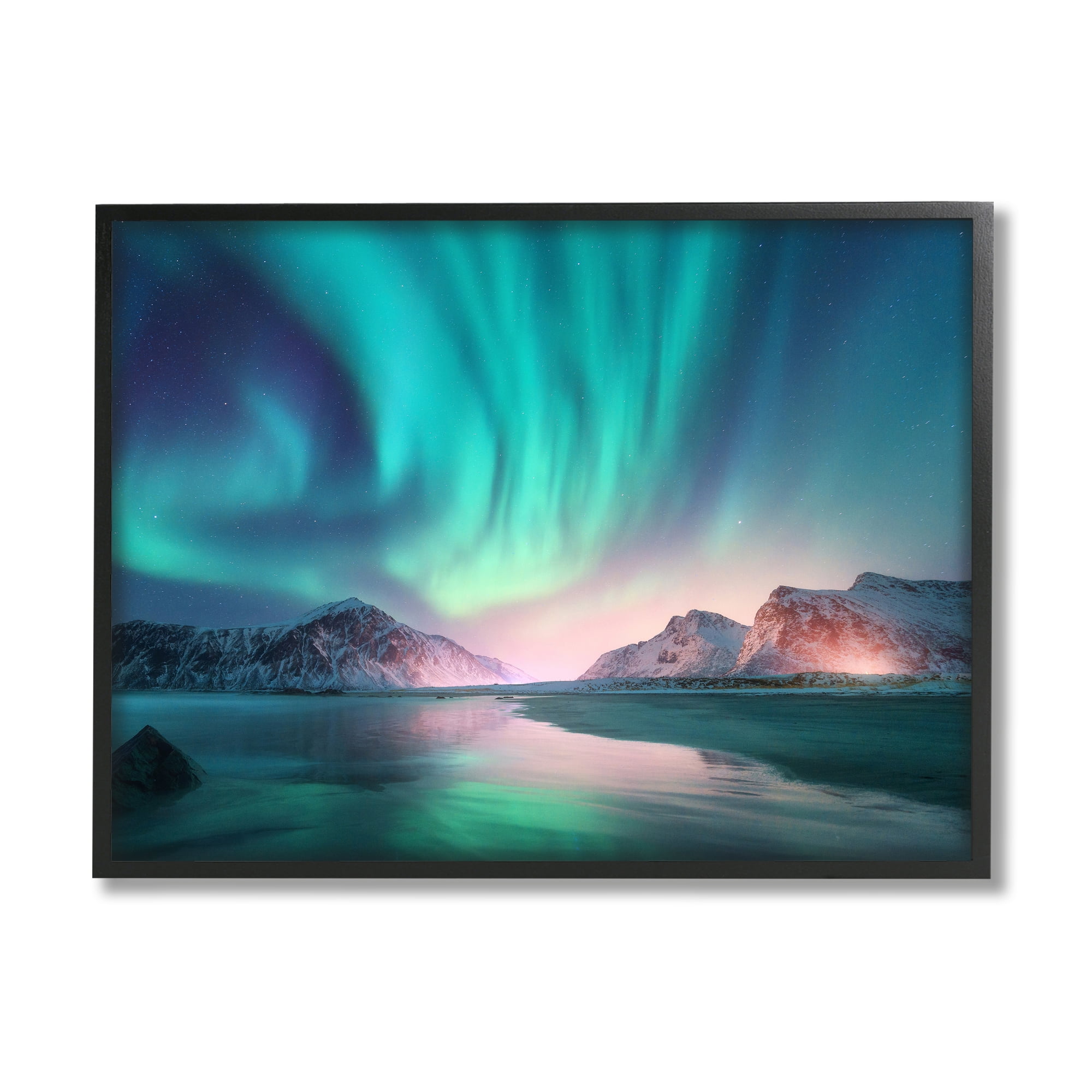 Stupell Industries Northern Lights Photography Nature Photography Black Framed Art Print Wall Art, 14 x 11
