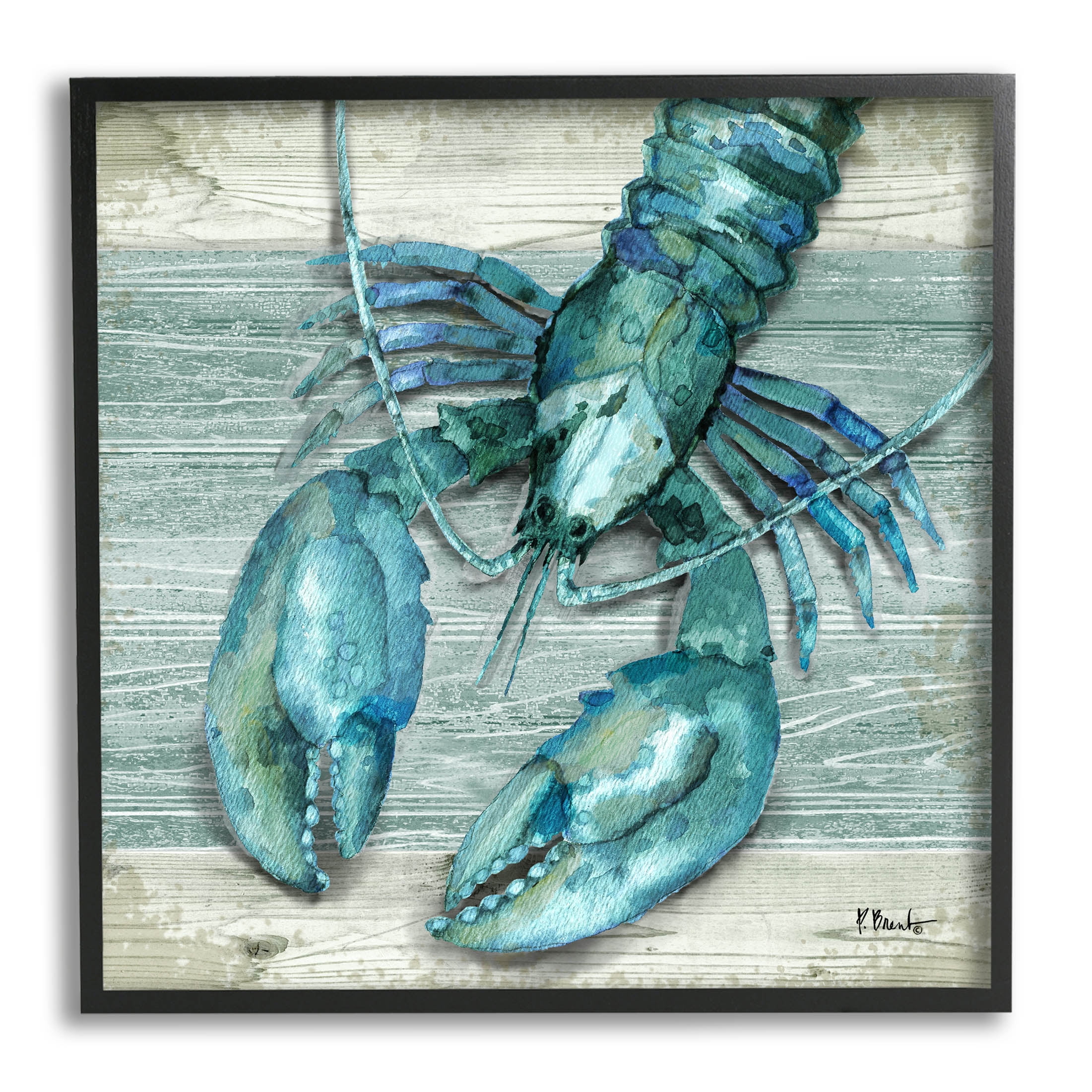 Stupell Industries Northpoint Lobster Rustic Sealife Graphic Art Black Framed Art Print Wall Art, Design by Paul Brent