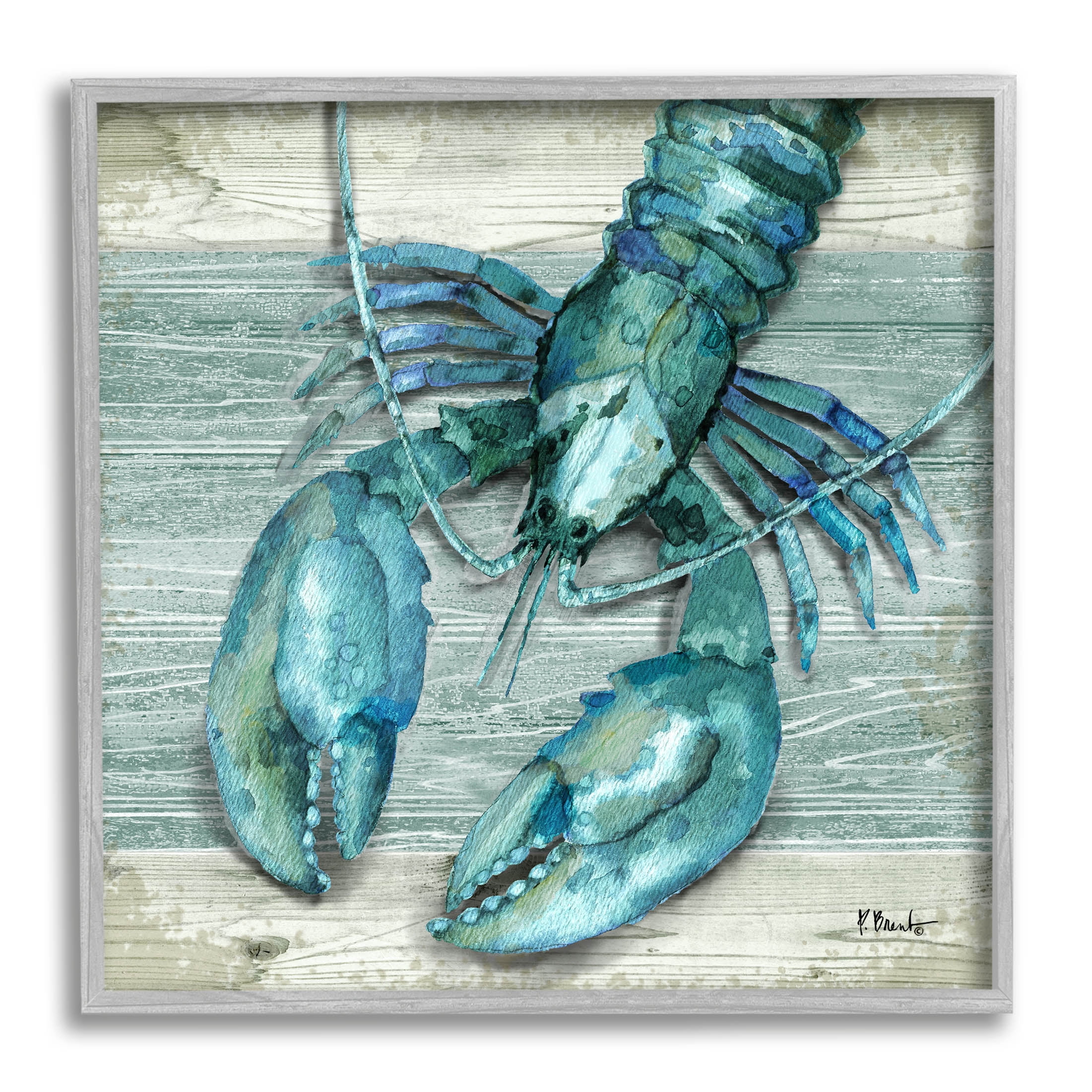 Stupell Industries Northpoint Lobster Rustic Sealife Graphic Art Gray Framed Art Print Wall Art, Design by Paul Brent
