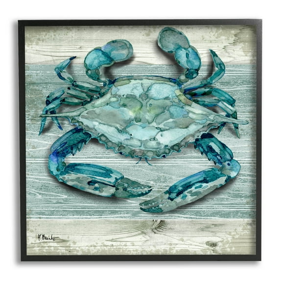 Stupell Industries Northpoint Sealife Rustic Crab Graphic Art Black Framed Art Print Wall Art, Design by Paul Brent
