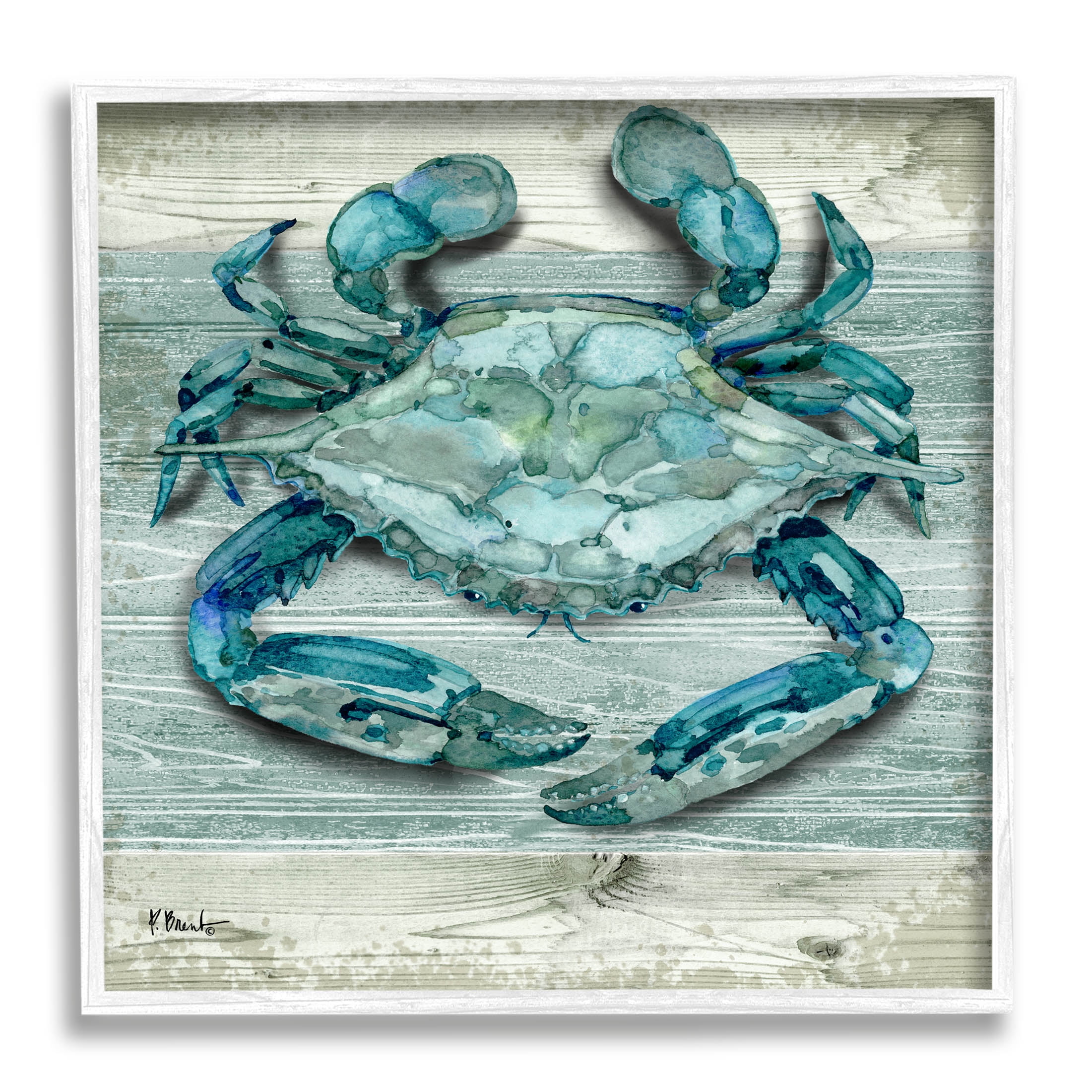 Stupell Industries Northpoint Sealife Rustic Crab Graphic Art White Framed Art Print Wall Art, Design by Paul Brent