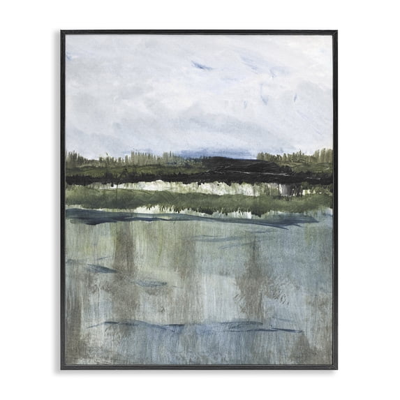 Stupell Industries Northwest Lakeside View Landscape & Nature Painting Black Framed Art Print Wall Art, 16 x 20