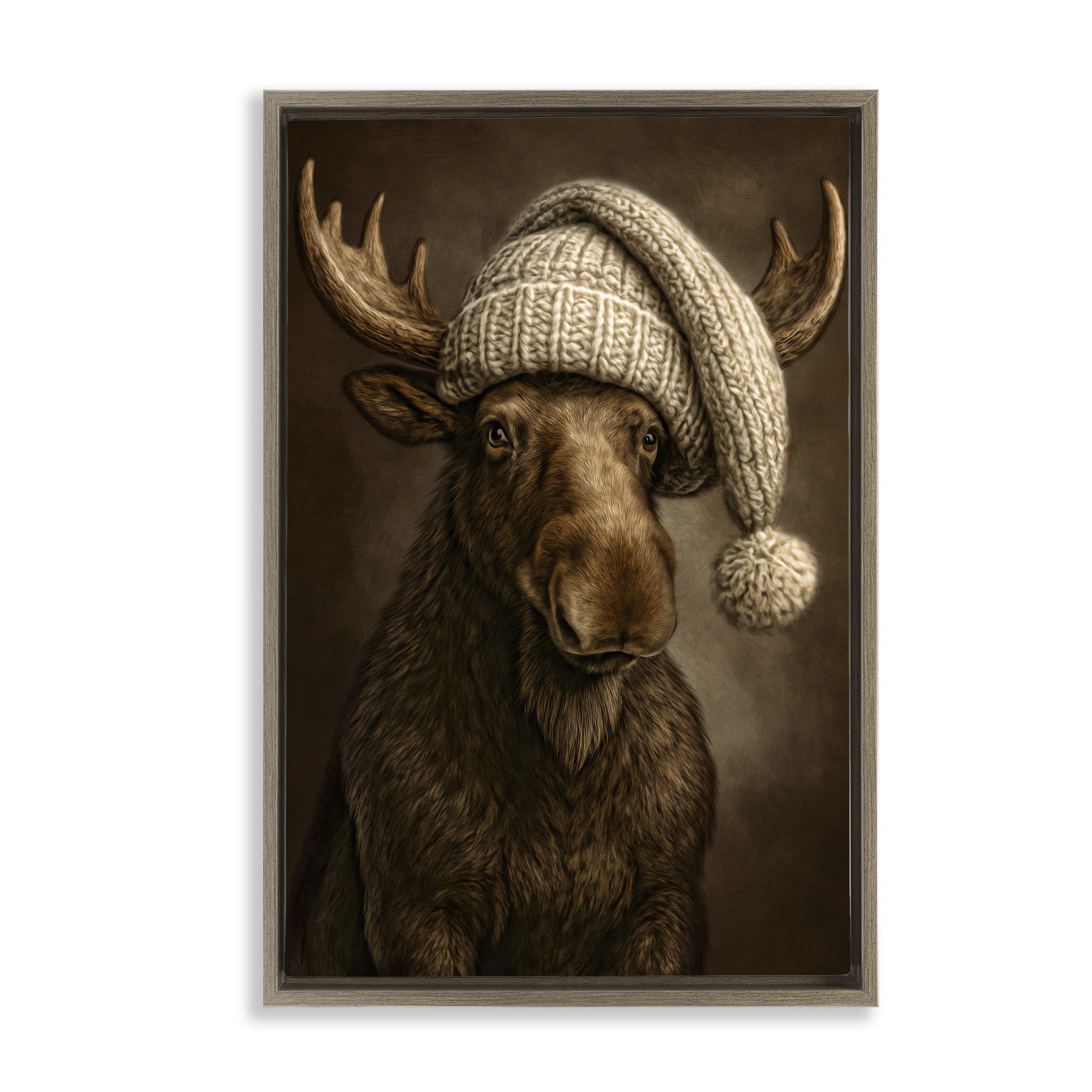 Stupell Industries Northwood Gentle Giant Brown Framed Floater Canvas Wall Art, design by Kelley Parker