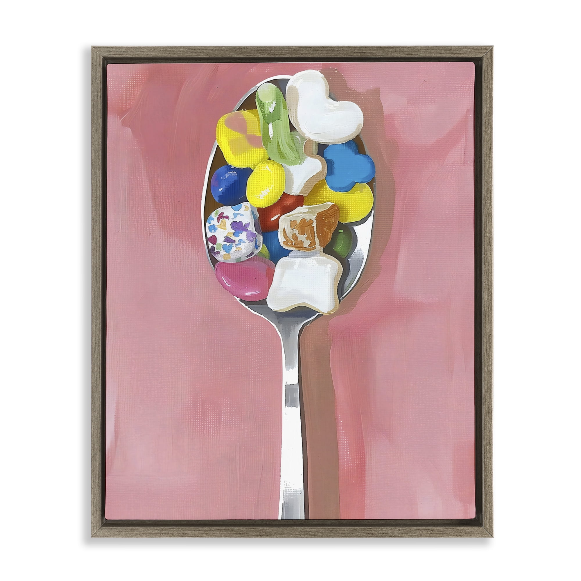 Stupell Industries Nostalgic Fun Breakfast Spoon Brown Framed Floater Canvas Wall Art, design by The Prints Vibe