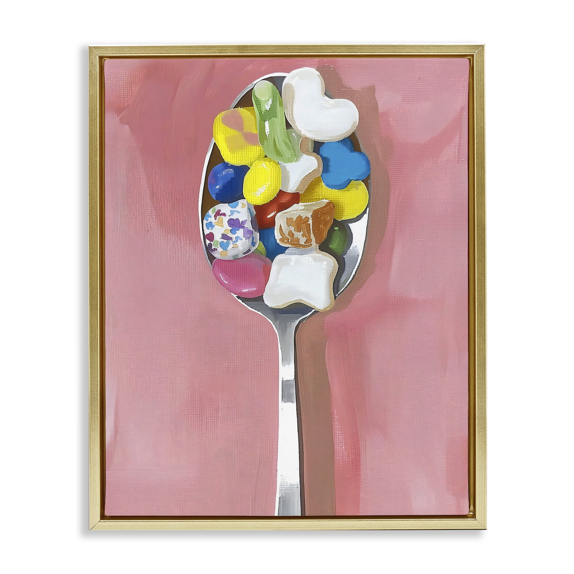 Stupell Industries Nostalgic Fun Breakfast Spoon Gold Framed Floater Canvas Wall Art, design by The Prints Vibe