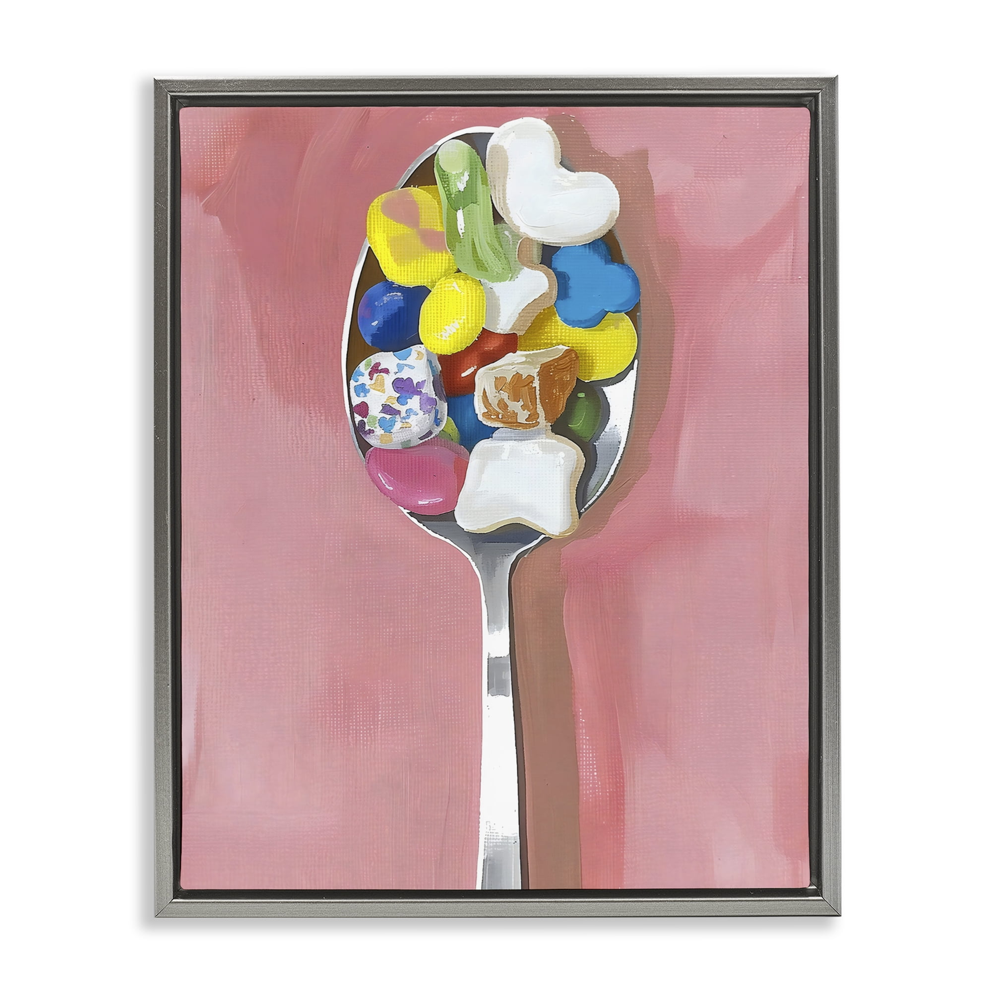 Stupell Industries Nostalgic Fun Breakfast Spoon Gray Framed Floater Canvas Wall Art, design by The Prints Vibe