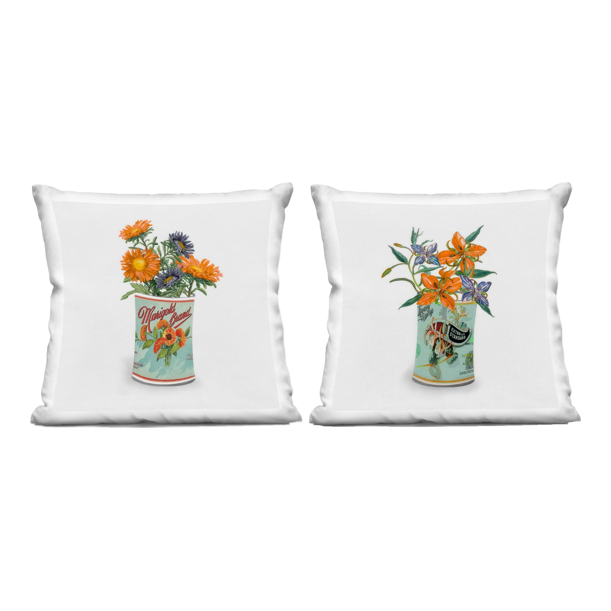 Stupell Industries Nostalgic Marigold & Lily Bouquets 2 Piece Decorative Printed Throw Pillow Set, design by Val Rhodes, 18 x 7 x 18