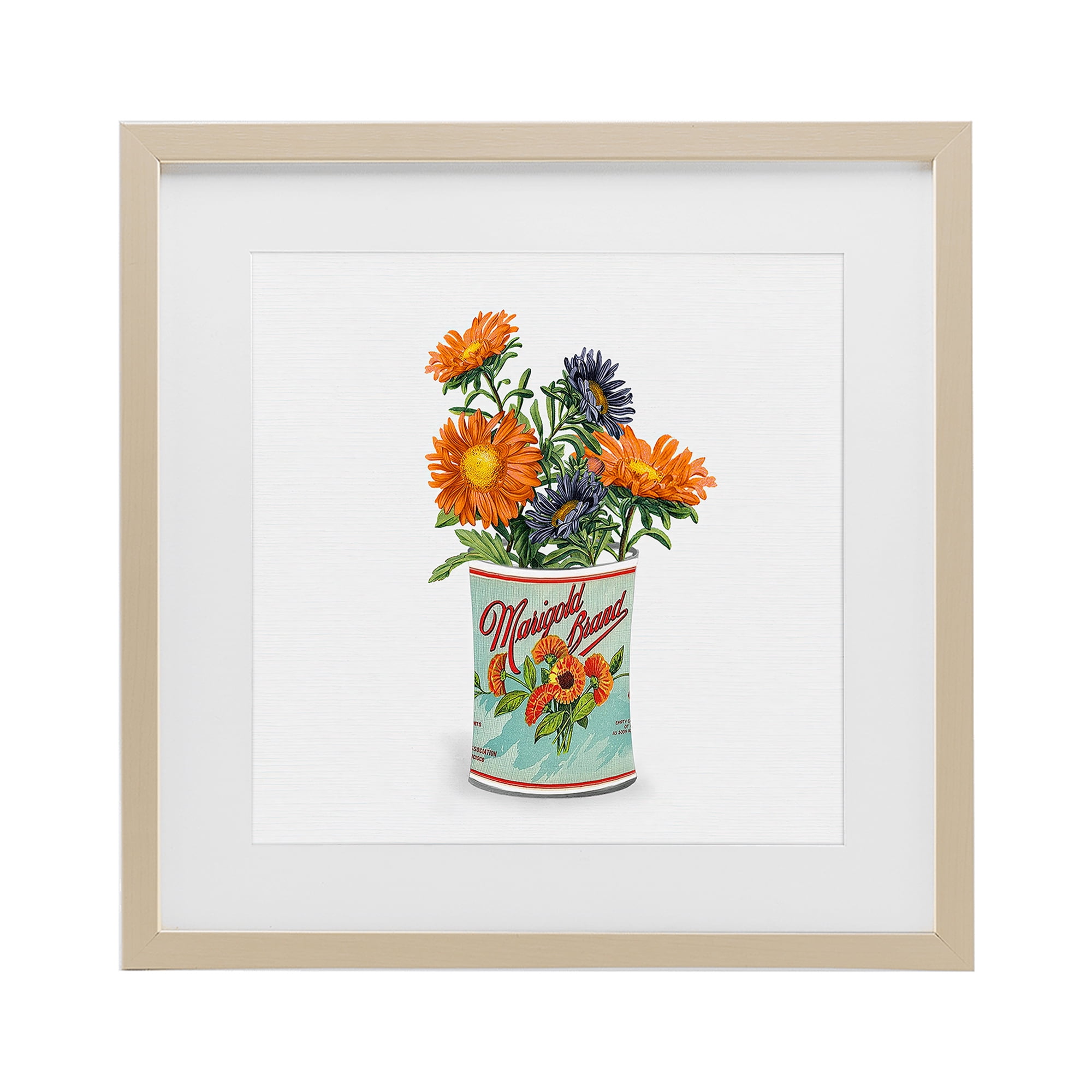 Stupell Industries Nostalgic Marigold Tin Bouquet Birch Framed Print Under Glass, design by Val Rhodes