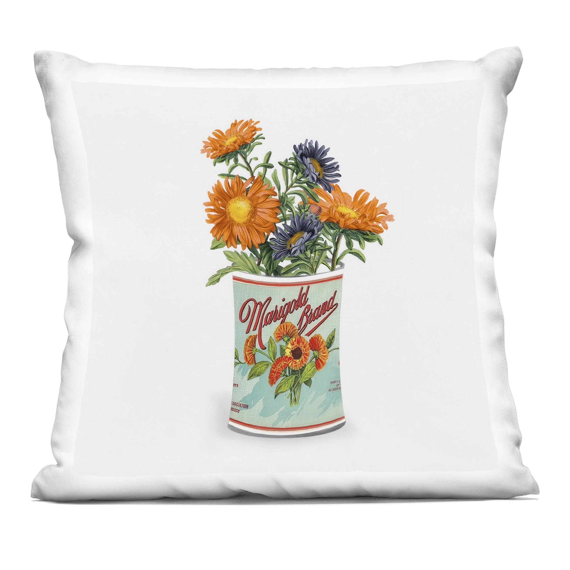 Stupell Industries Nostalgic Marigold Tin Bouquet Decorative Printed Throw Pillow, design by Val Rhodes, 18 x 7 x 18