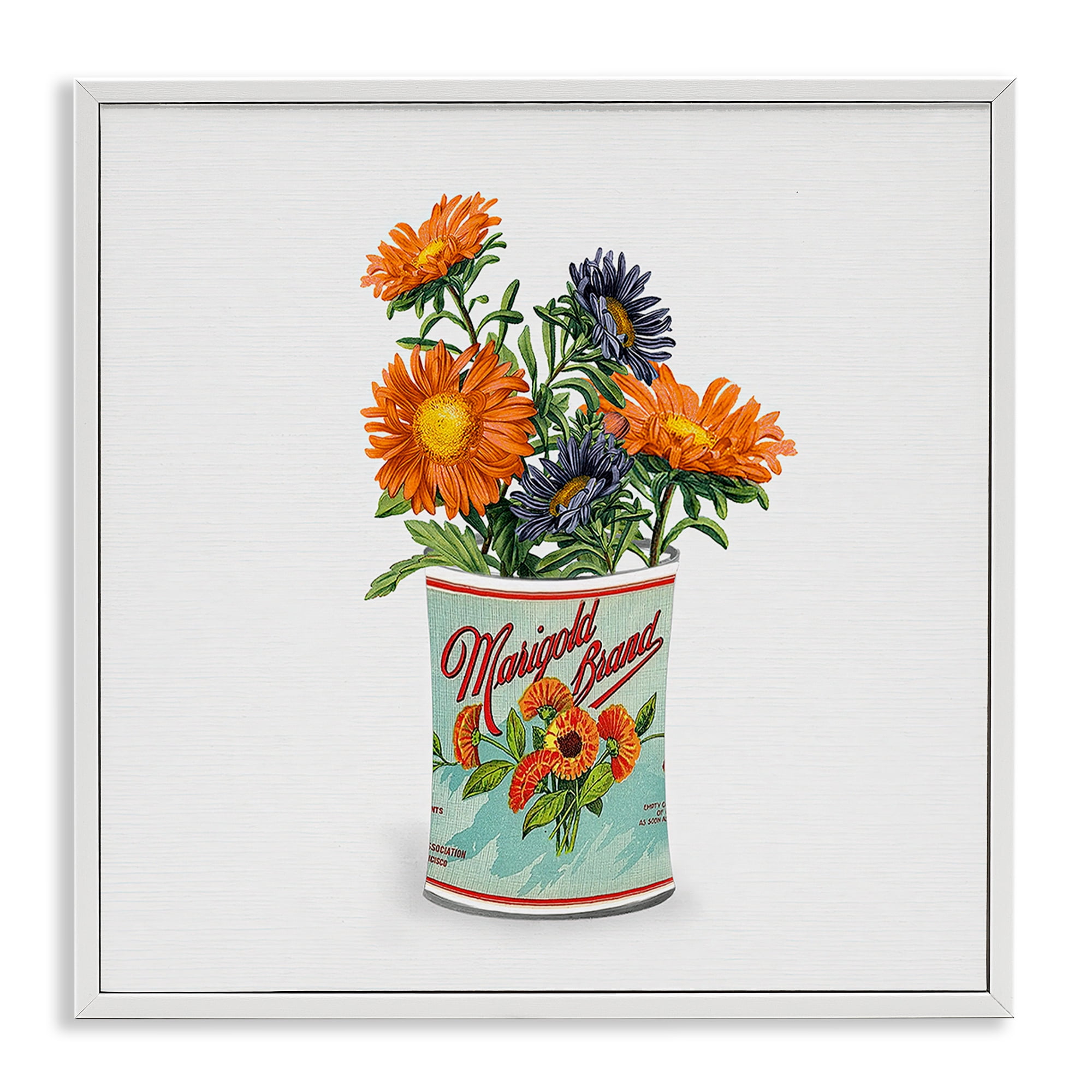 Stupell Industries Nostalgic Marigold Tin Bouquet White Framed Giclee Art, design by Val Rhodes
