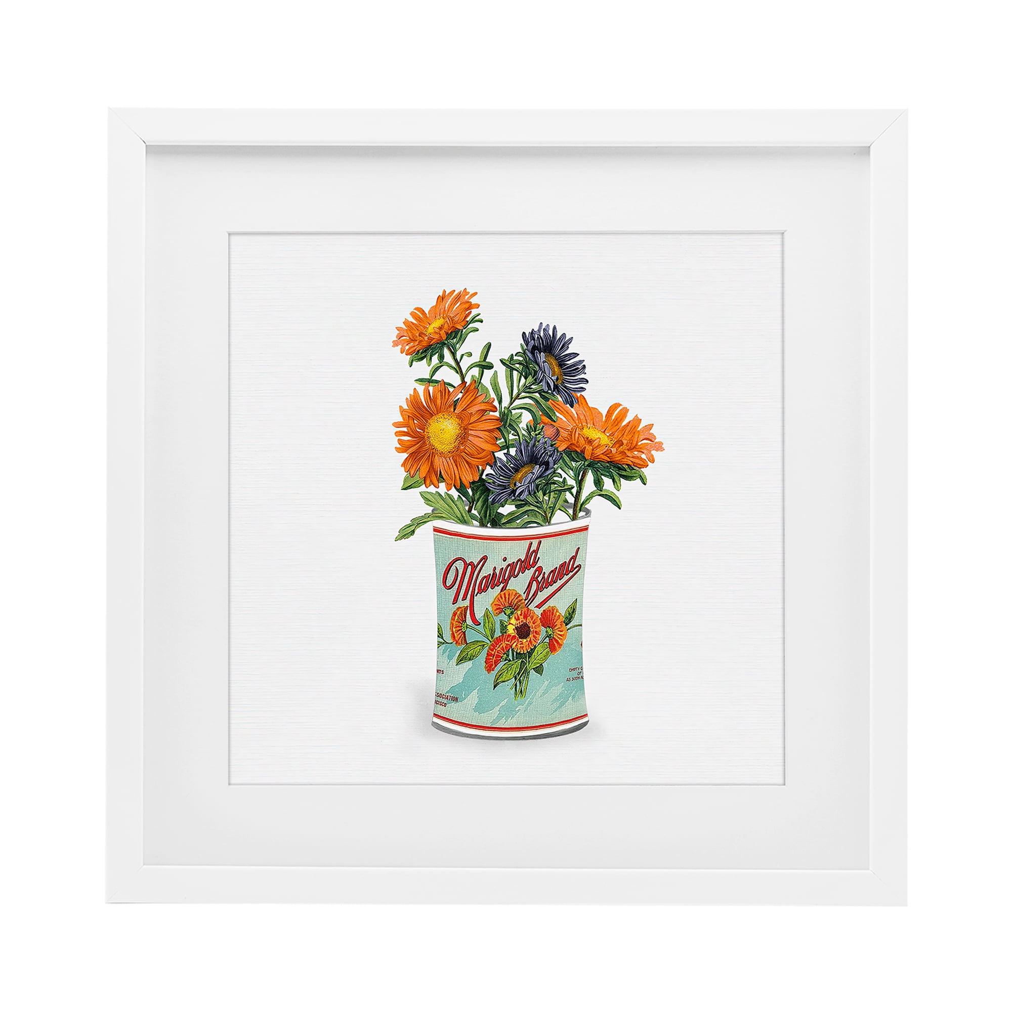 Stupell Industries Nostalgic Marigold Tin Bouquet White Framed Print Under Glass, design by Val Rhodes