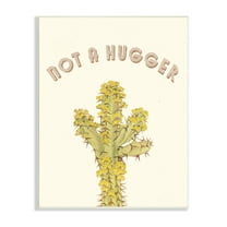 Stupell Industries Not A Hugger Phrase Vintage Yellow Floral Cactus Botanical & Floral Painting Unframed Art Print Wall Art, 10 x 15