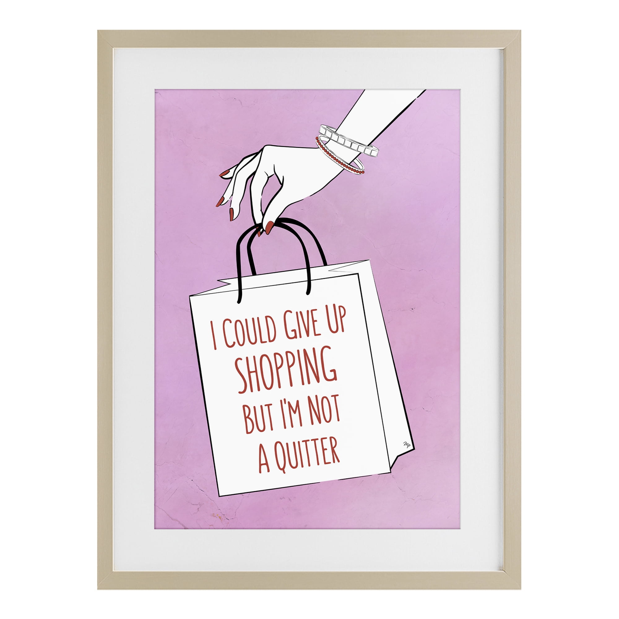 Stupell Industries Not A Quitter Shopping Birch Framed Print Under Glass, design by Martina Pavlova