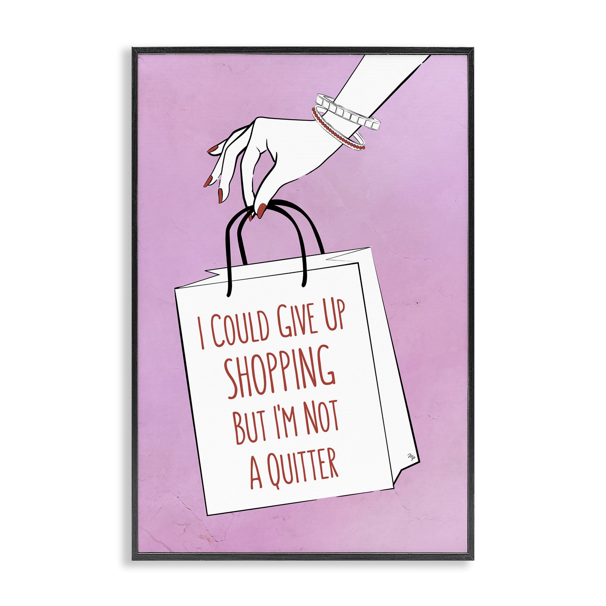 Stupell Industries Not A Quitter Shopping Black Framed Giclee Art, design by Martina Pavlova