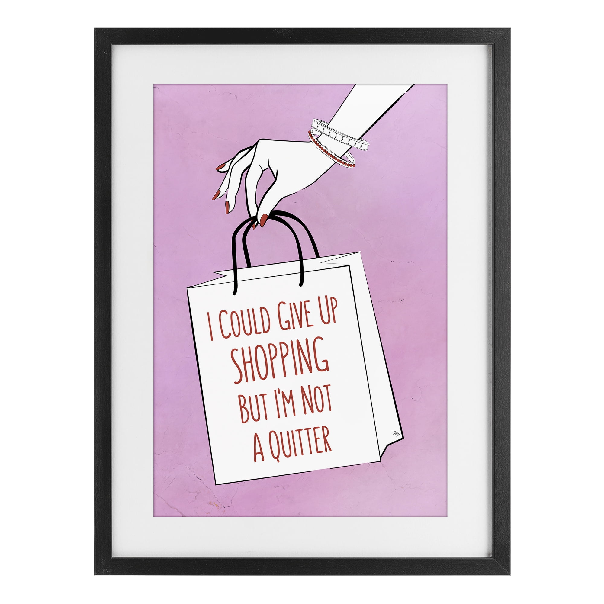 Stupell Industries Not A Quitter Shopping Black Framed Print Under Glass, design by Martina Pavlova