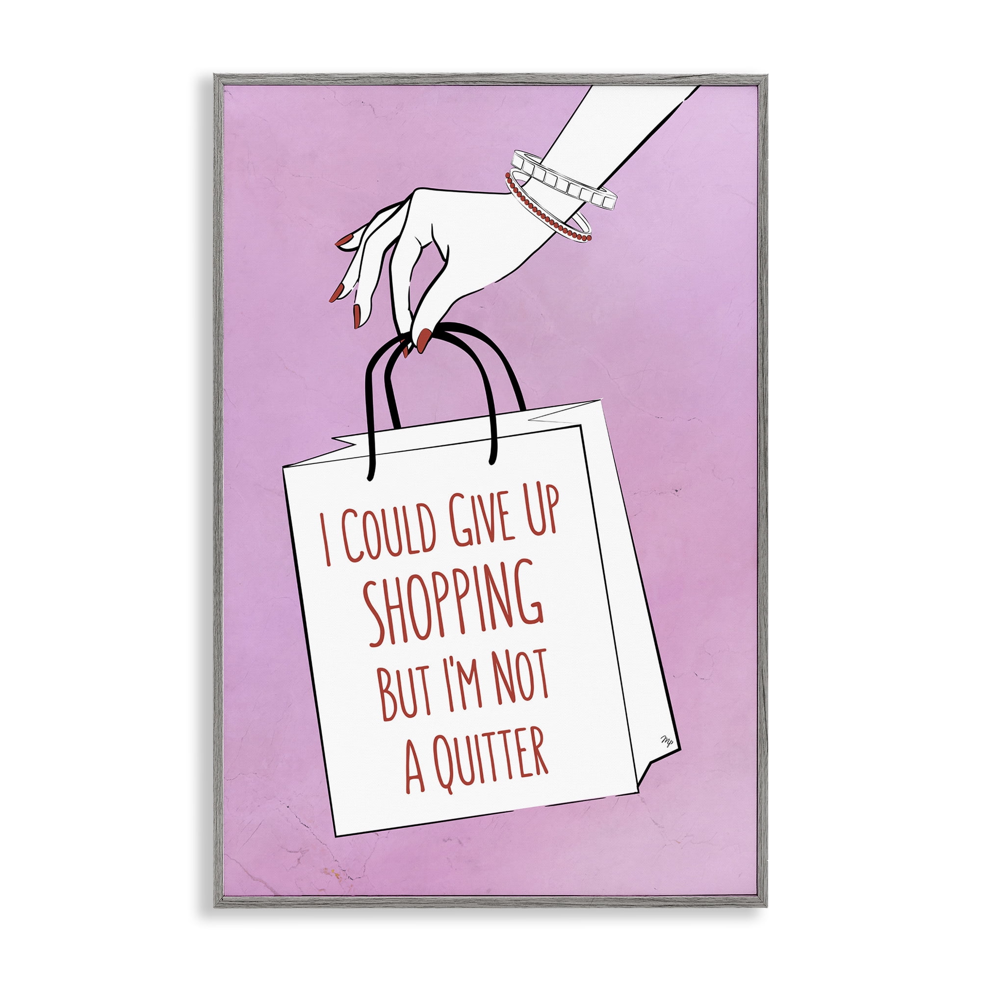 Stupell Industries Not A Quitter Shopping Gray Framed Giclee Art, design by Martina Pavlova