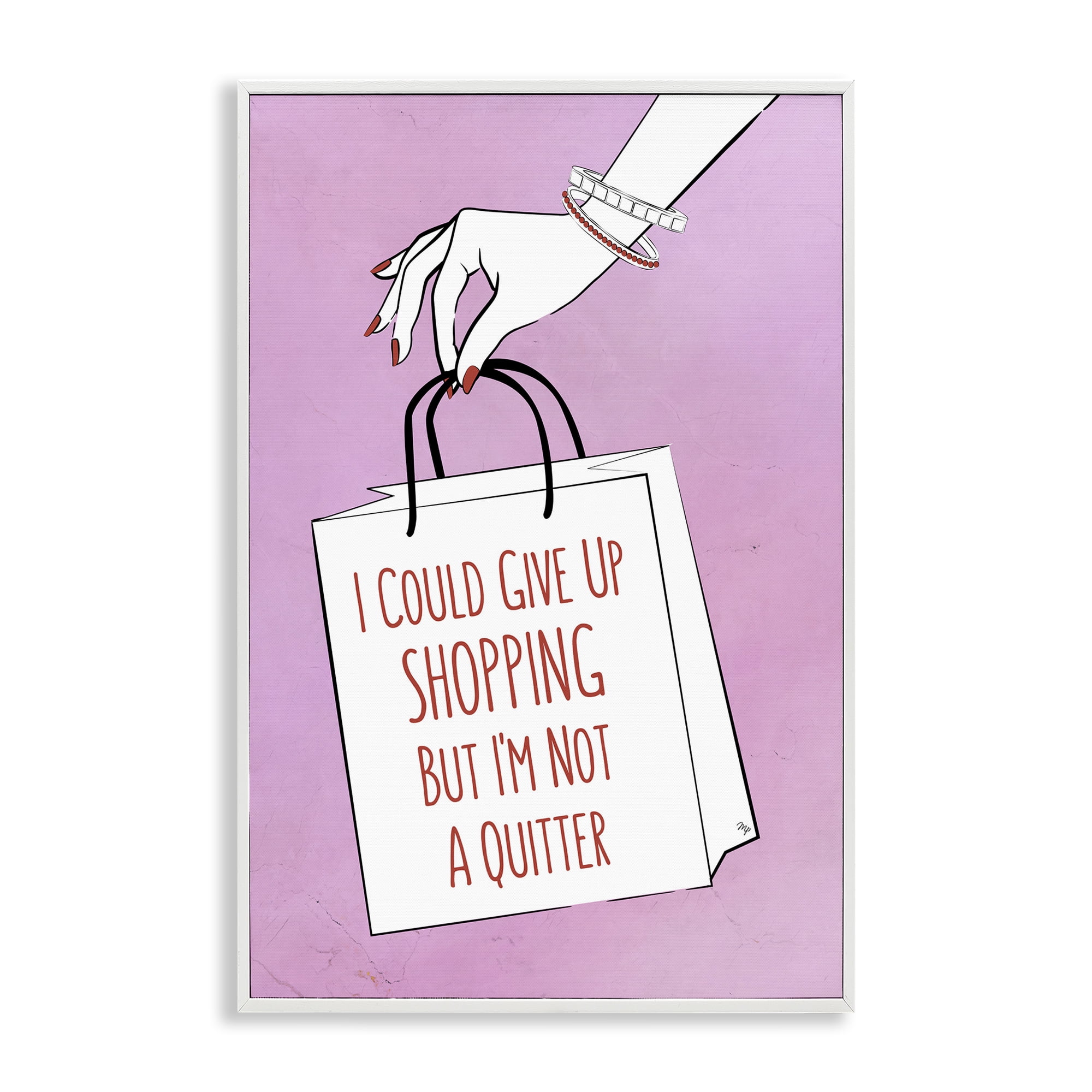 Stupell Industries Not A Quitter Shopping White Framed Giclee Art, design by Martina Pavlova