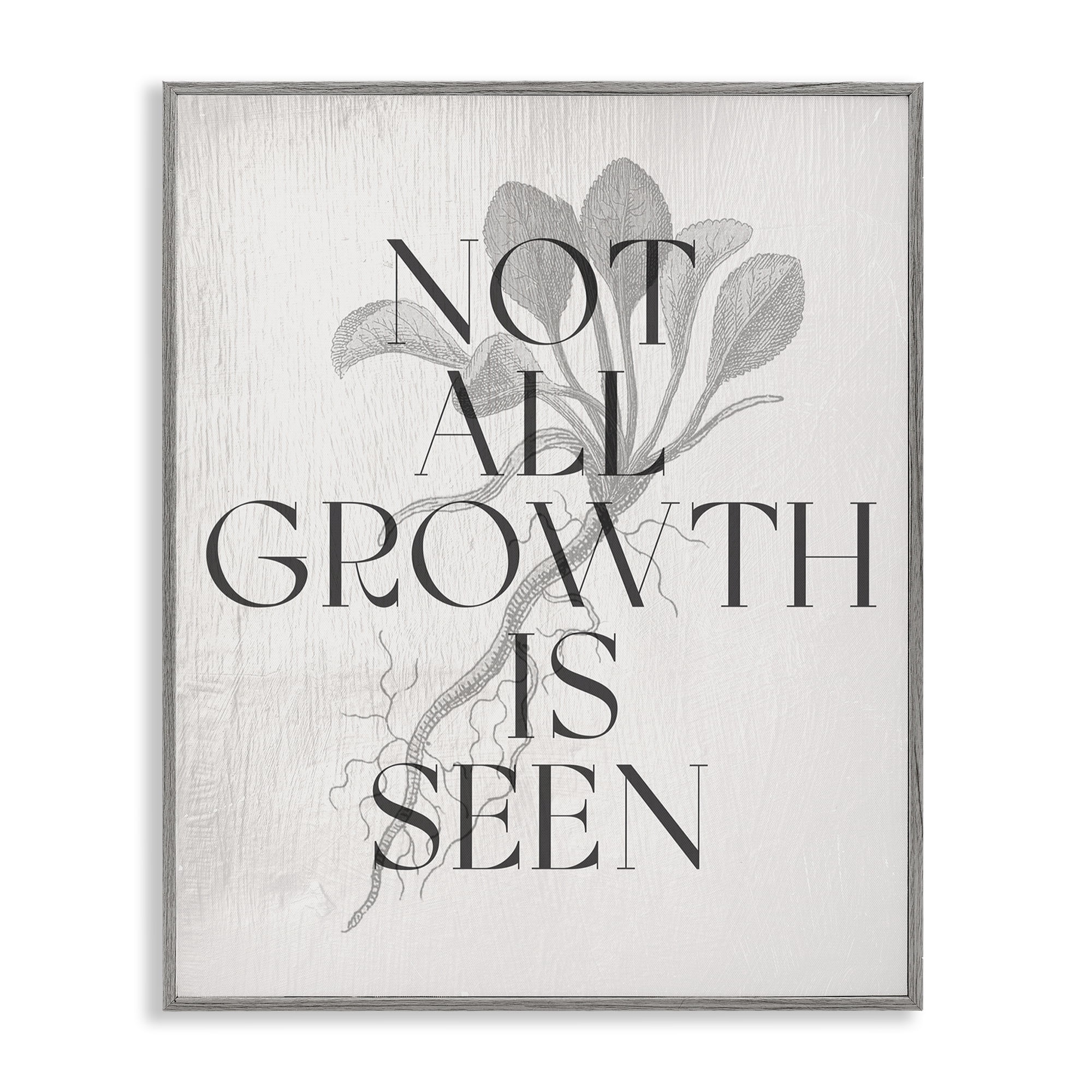 Stupell Industries Not All Growth Is Seen Plants & Flowers Painting Gray Framed Art Print Wall Art, 24 x 30