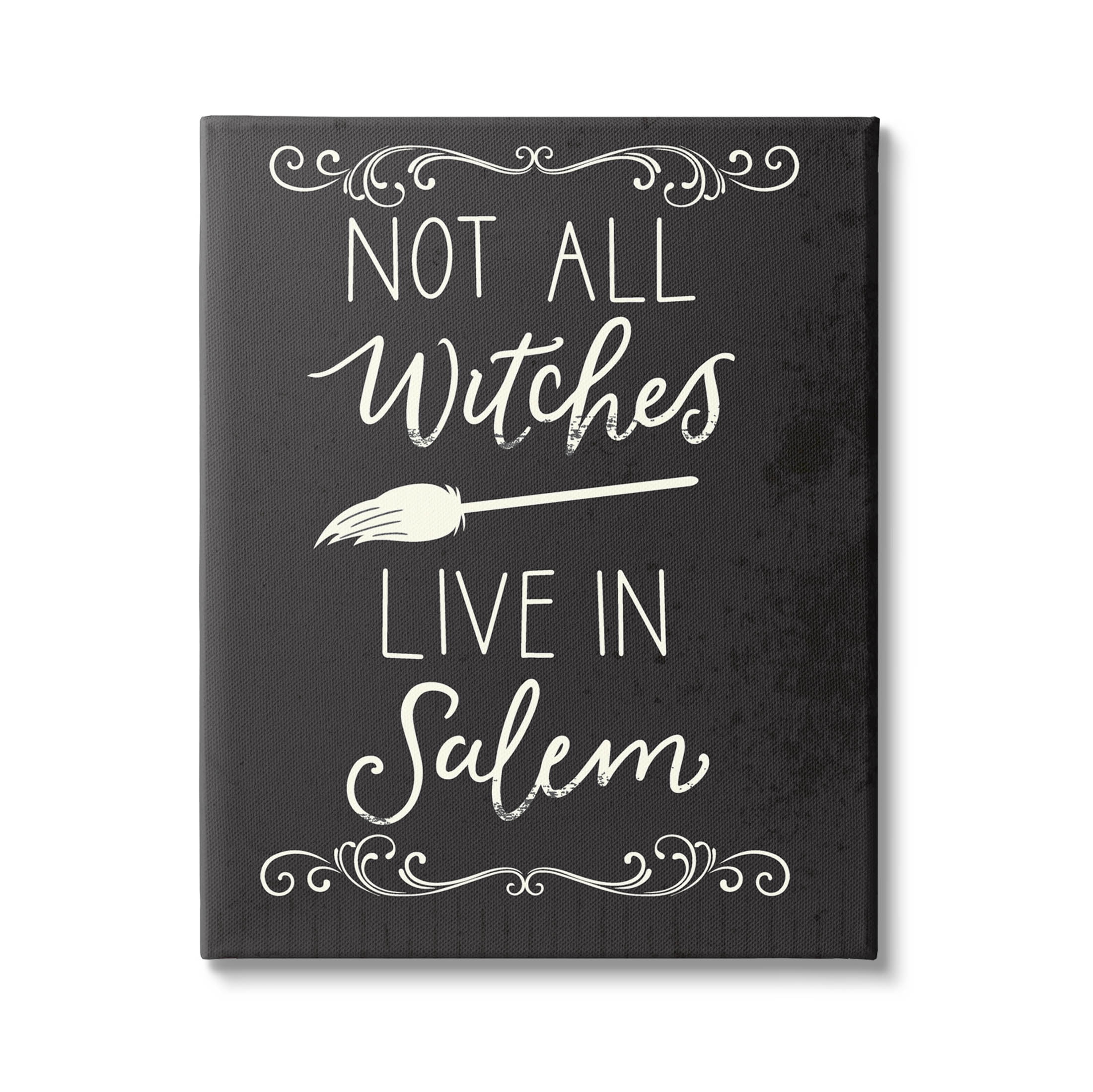 Stupell Industries Not All Witches Live In Salem Broom Graphic Art Gallery Wrapped Canvas Print Wall Art, Design by Louise Allen Designs