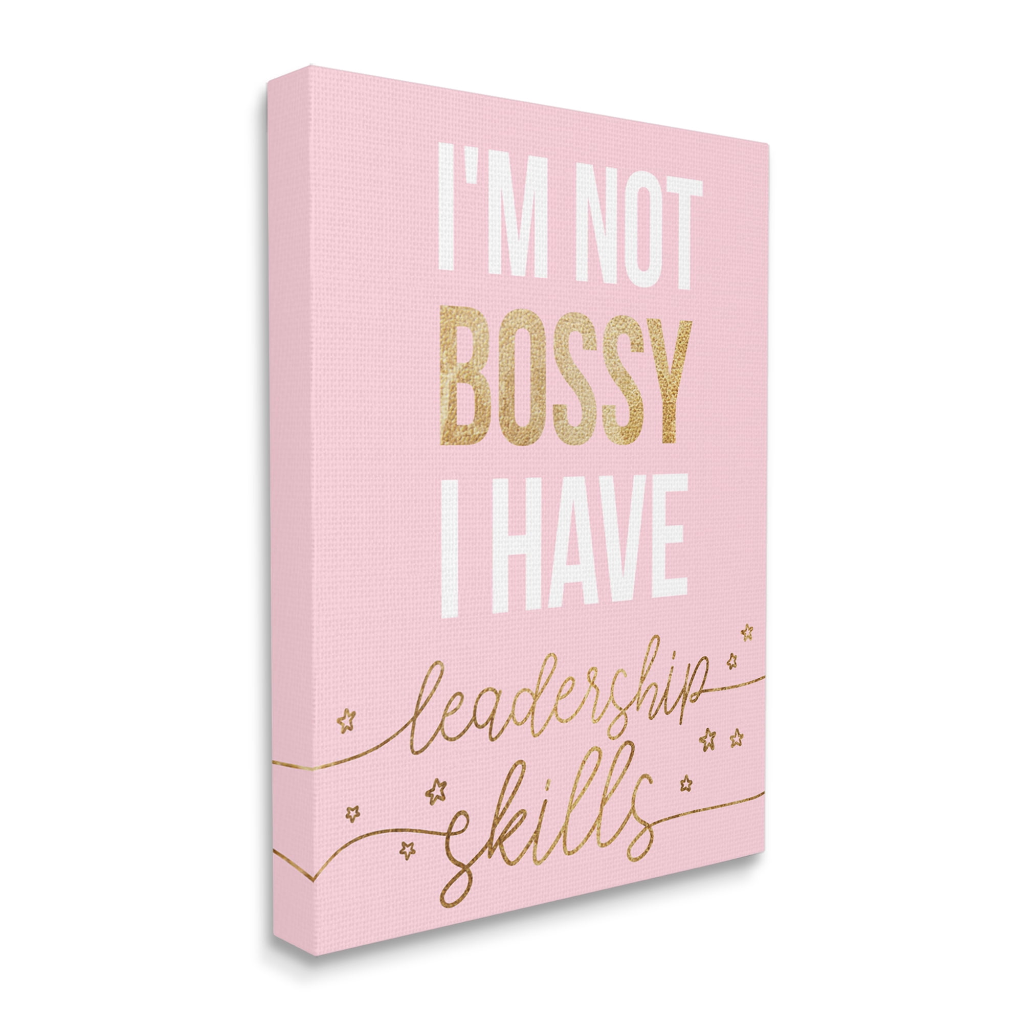 Stupell Industries Not Bossy Leadership Skills Inspirational Phrase Fun Stars Inspirational Painting Gallery Wrapped Canvas Print Wall Art, 30 x 40