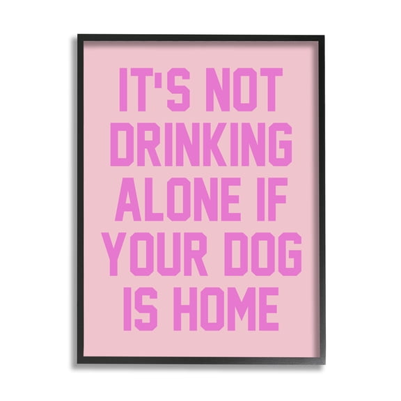Stupell Industries Not Drinking Alone Humor Inspirational Painting Black Framed Art Print Wall Art, 16 x 20