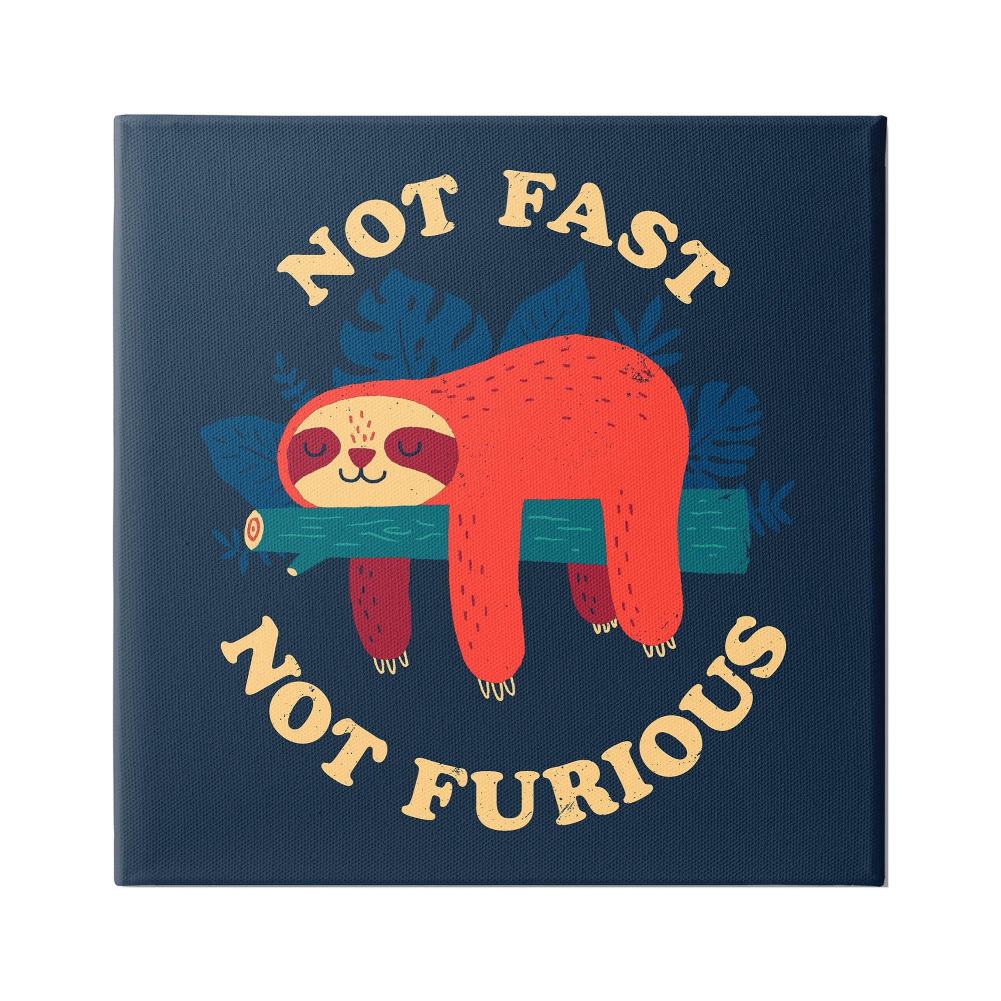Stupell Industries Not Fast Furious Sleepy Orange Sloth Perched Branch Canvas Wall Art, 36 x 36, Design by Michael Buxton