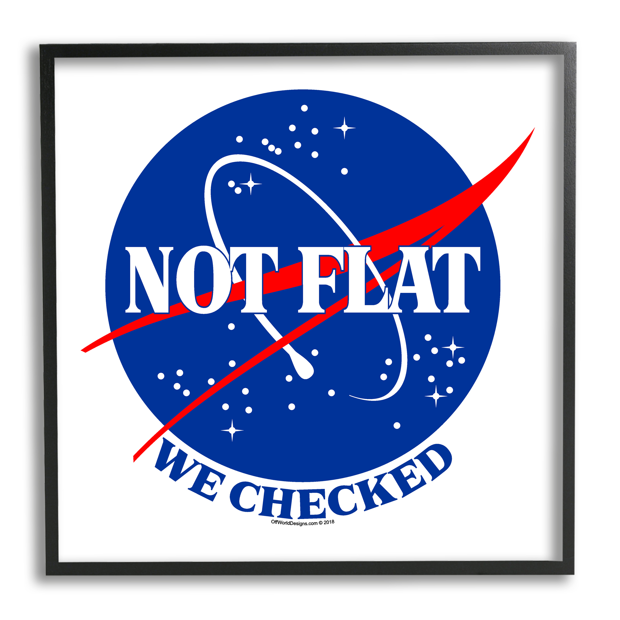 Stupell Industries Not Flat Earth Phrase Typography Painting Black Framed Art Print Wall Art, 24 x 24