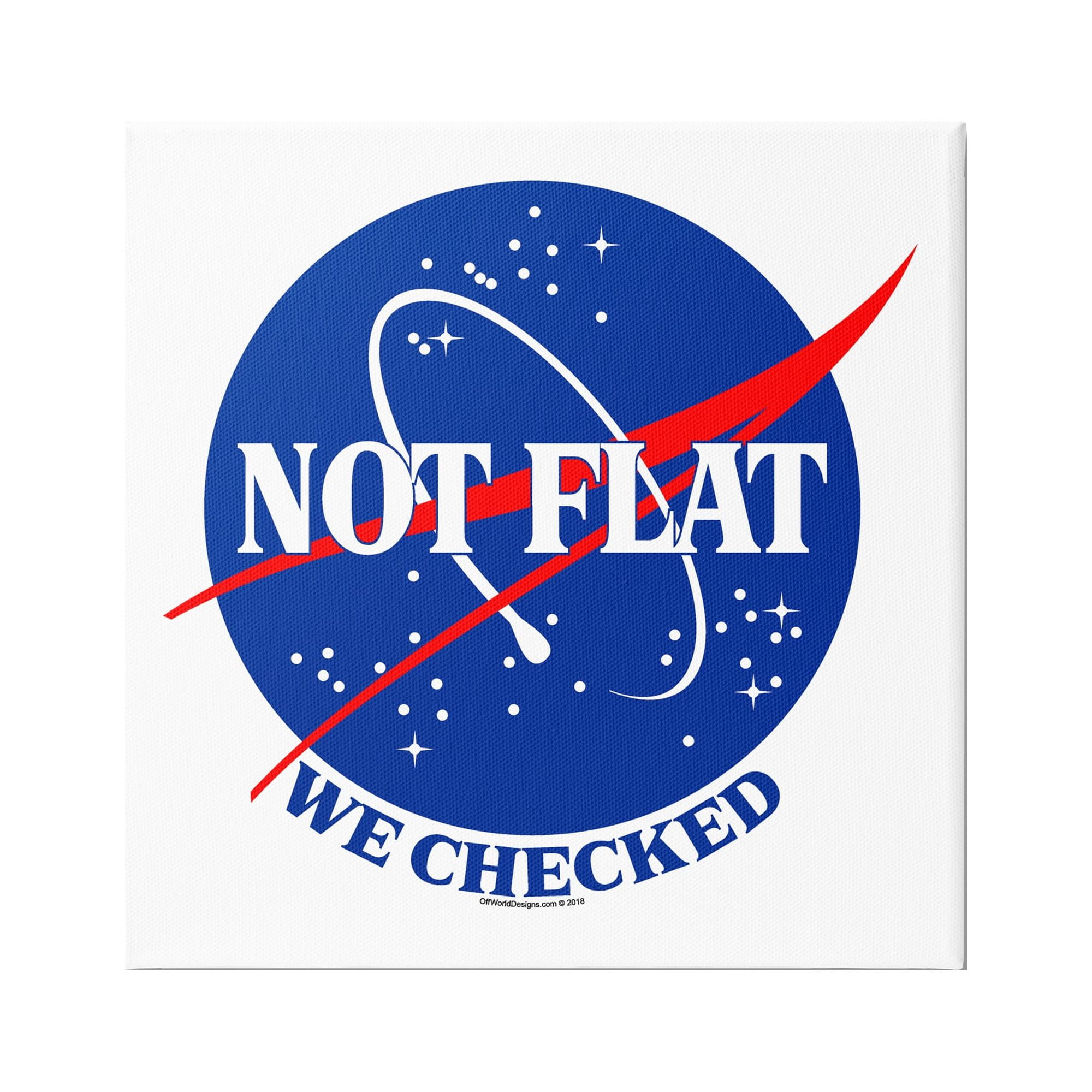 Not Flat Earth Blue and Red Canvas Wall Art, 30 x 30