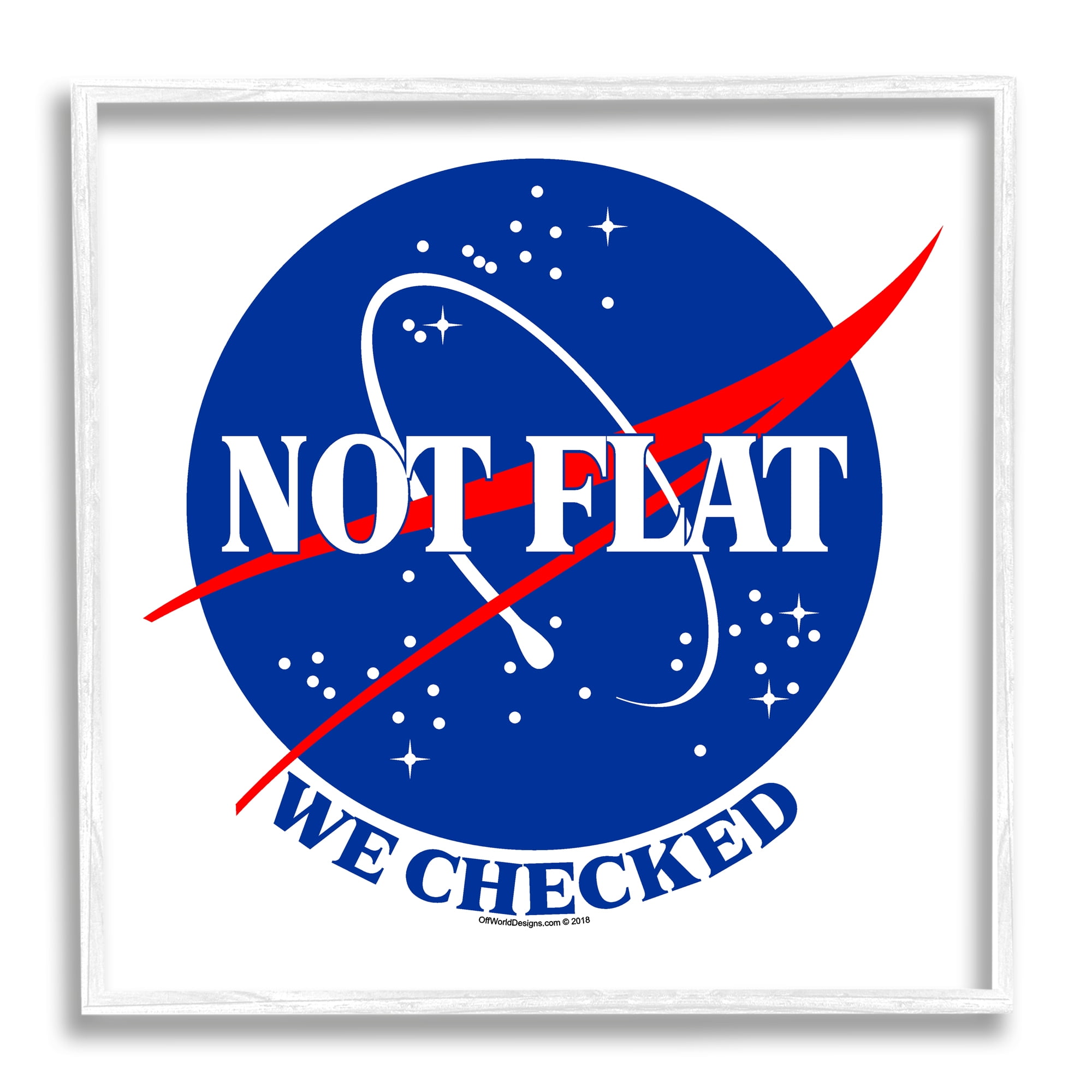 Stupell Industries Not Flat Earth Phrase Typography Painting White Framed Art Print Wall Art, 12 x 12