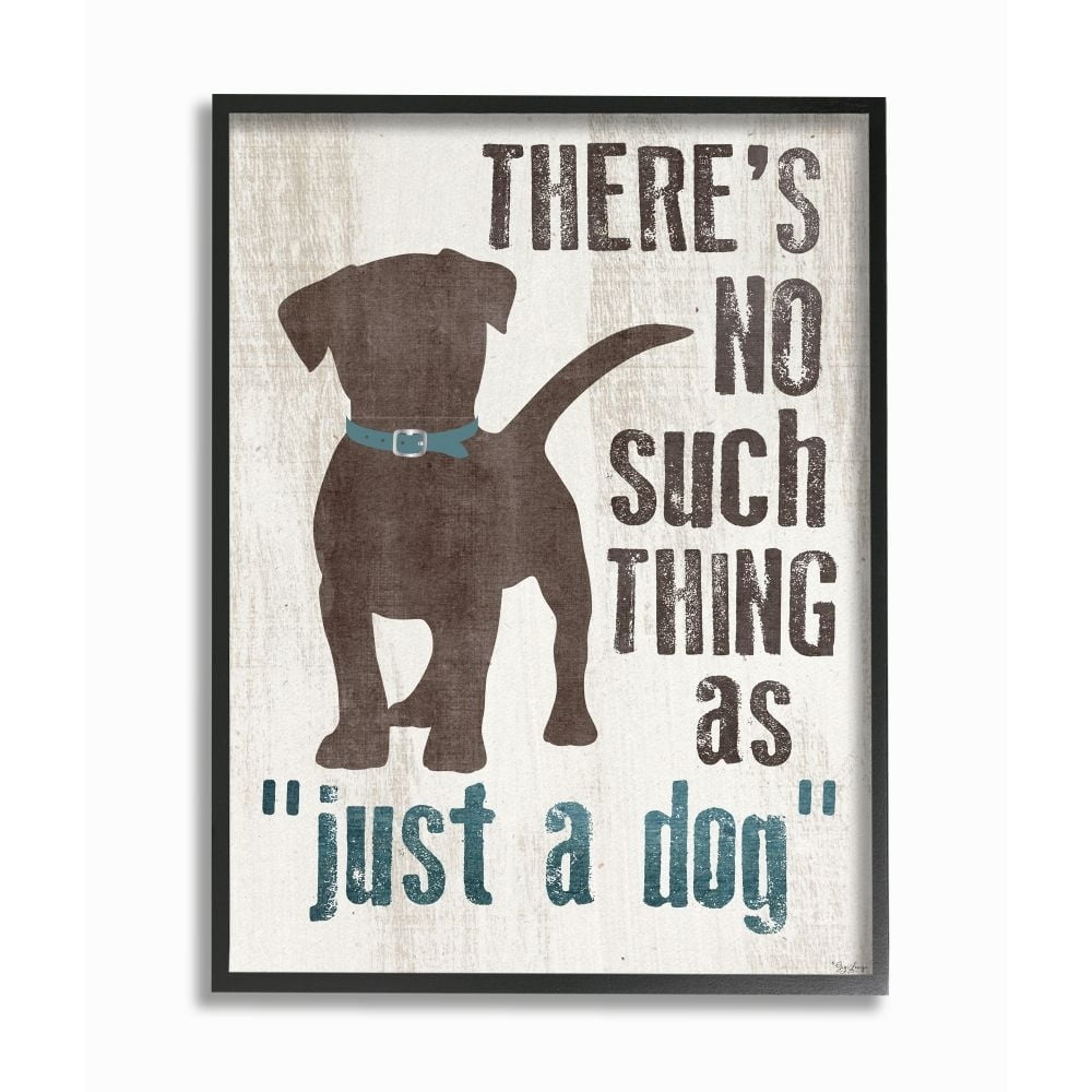Stupell Industries Not Just a Dog Phrase Family Pet Brown Blue Word Design Framed Wall Art Design by Gigi Louise, 16" x 20", Black Framed
