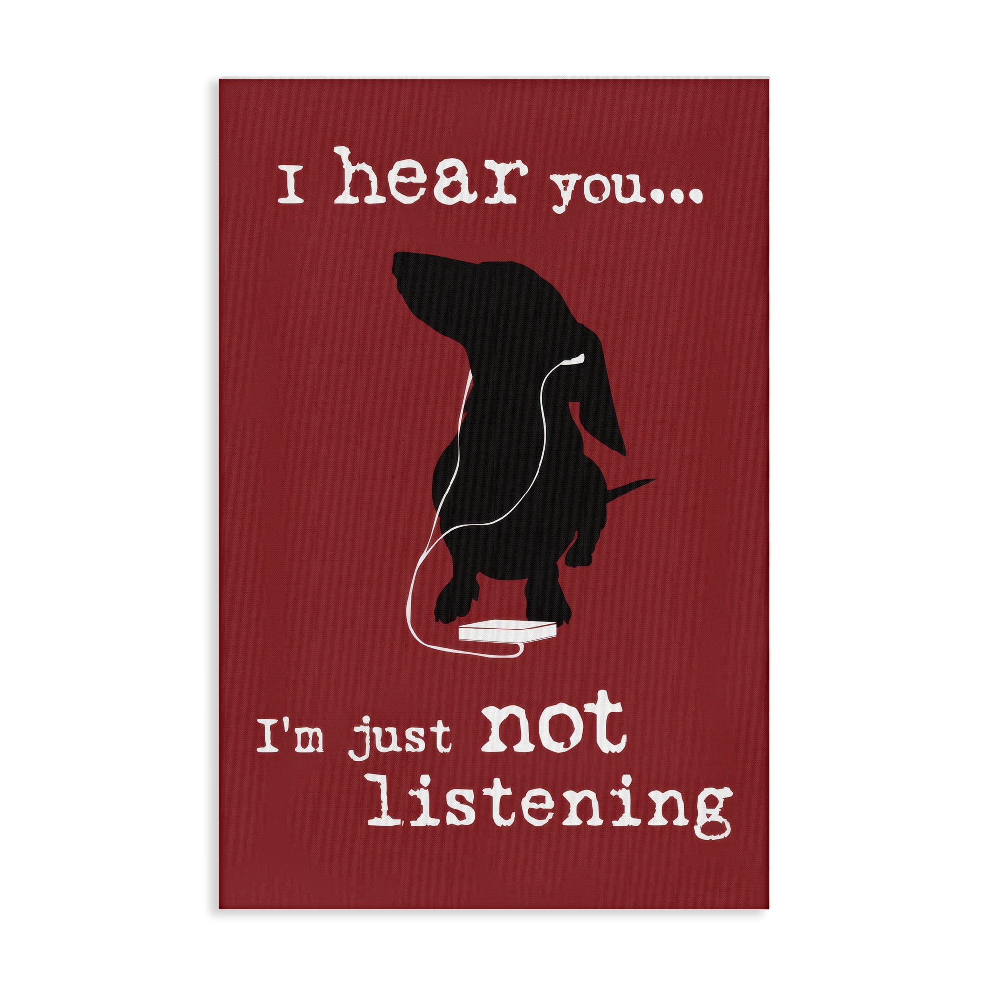 Stupell Industries Not Listening Dog Headphones Animals Painting Wrapped Canvas Art Print Wall Art, 20 x 30