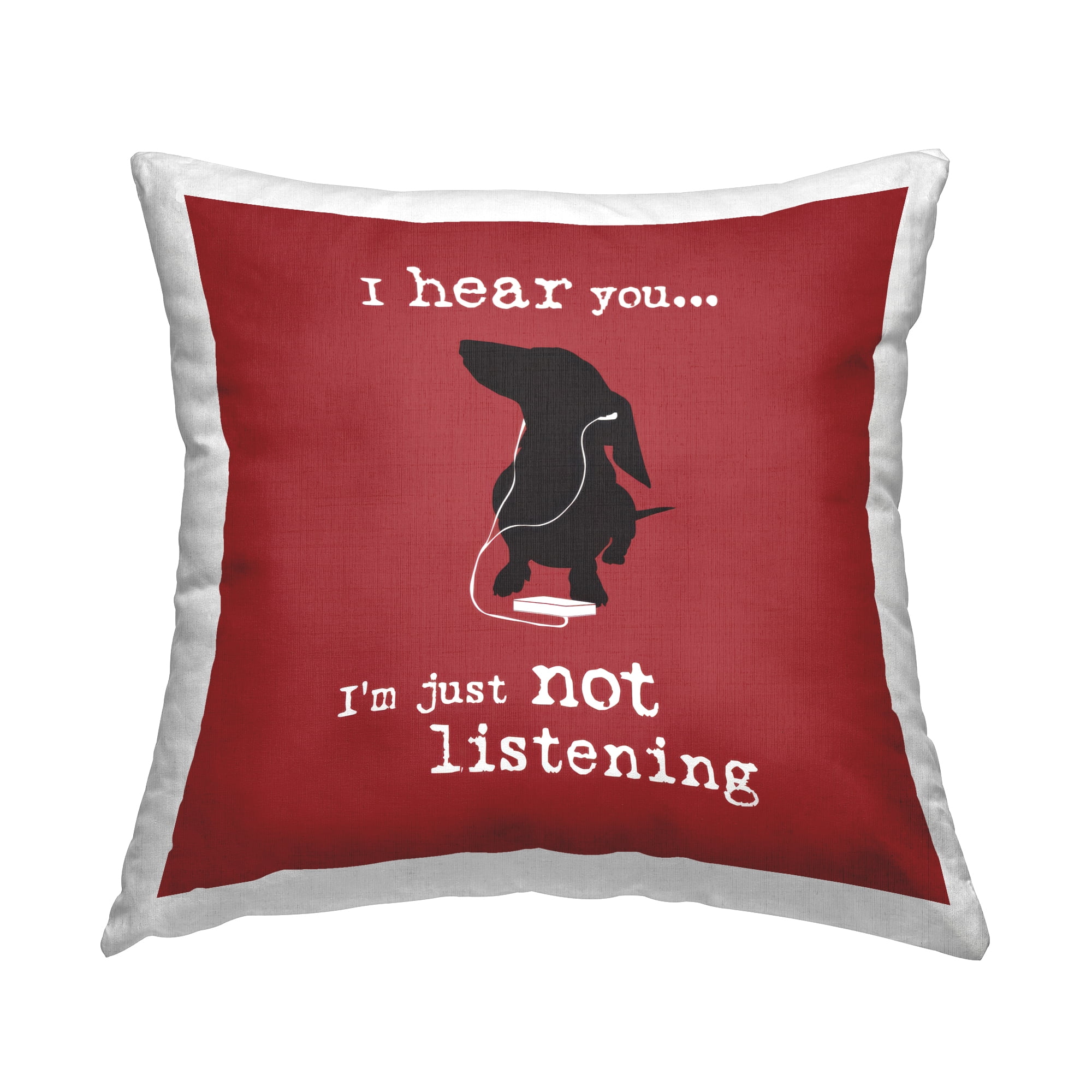 Stupell Industries Not Listening Dog Headphones Decorative Printed Throw Pillow Design by Dog Is Good.