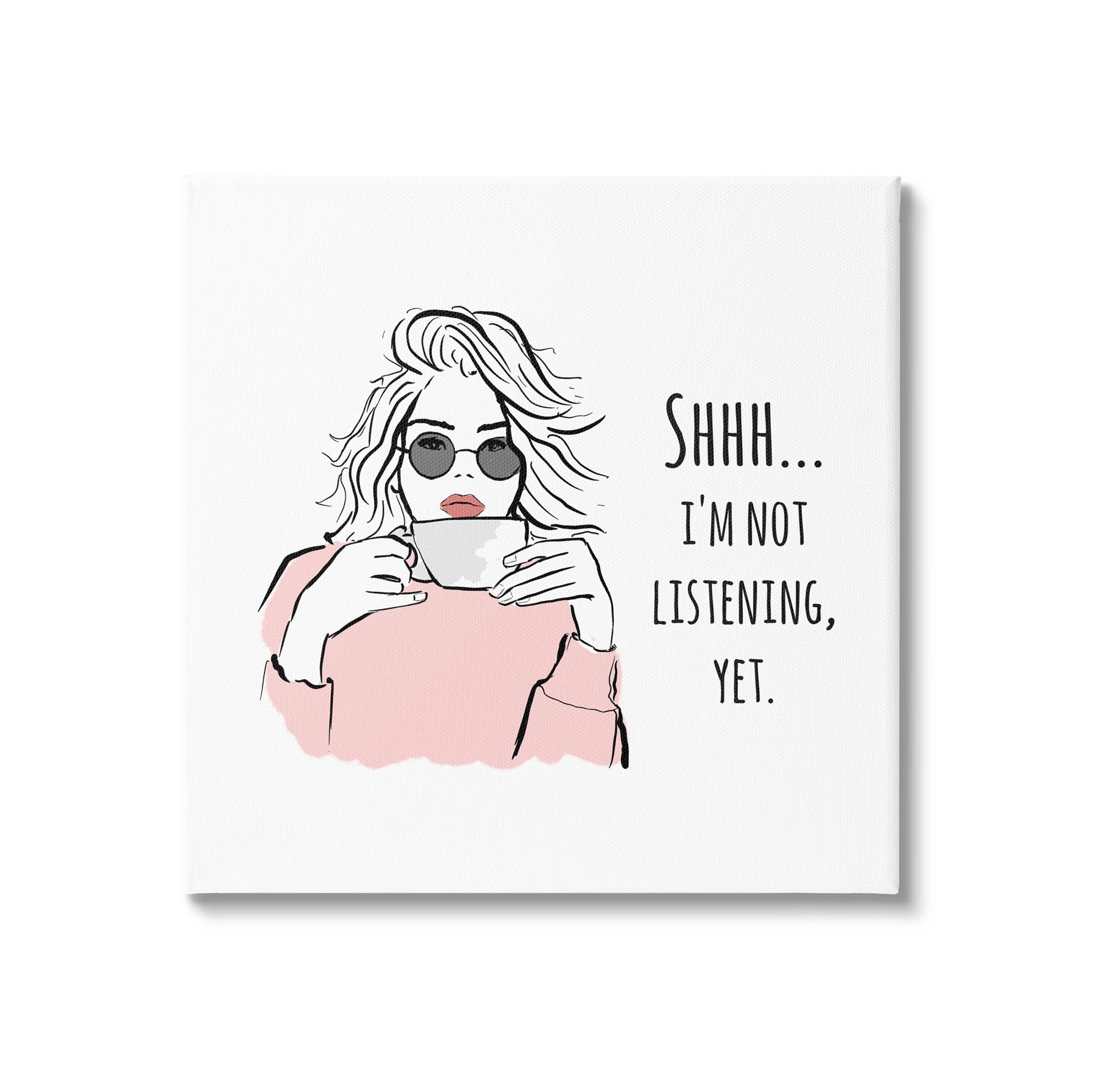 Stupell Industries Not Listening Yet Funny Coffee Graphic Art Gallery Wrapped Canvas Print Wall Art, Design by Alison Petrie