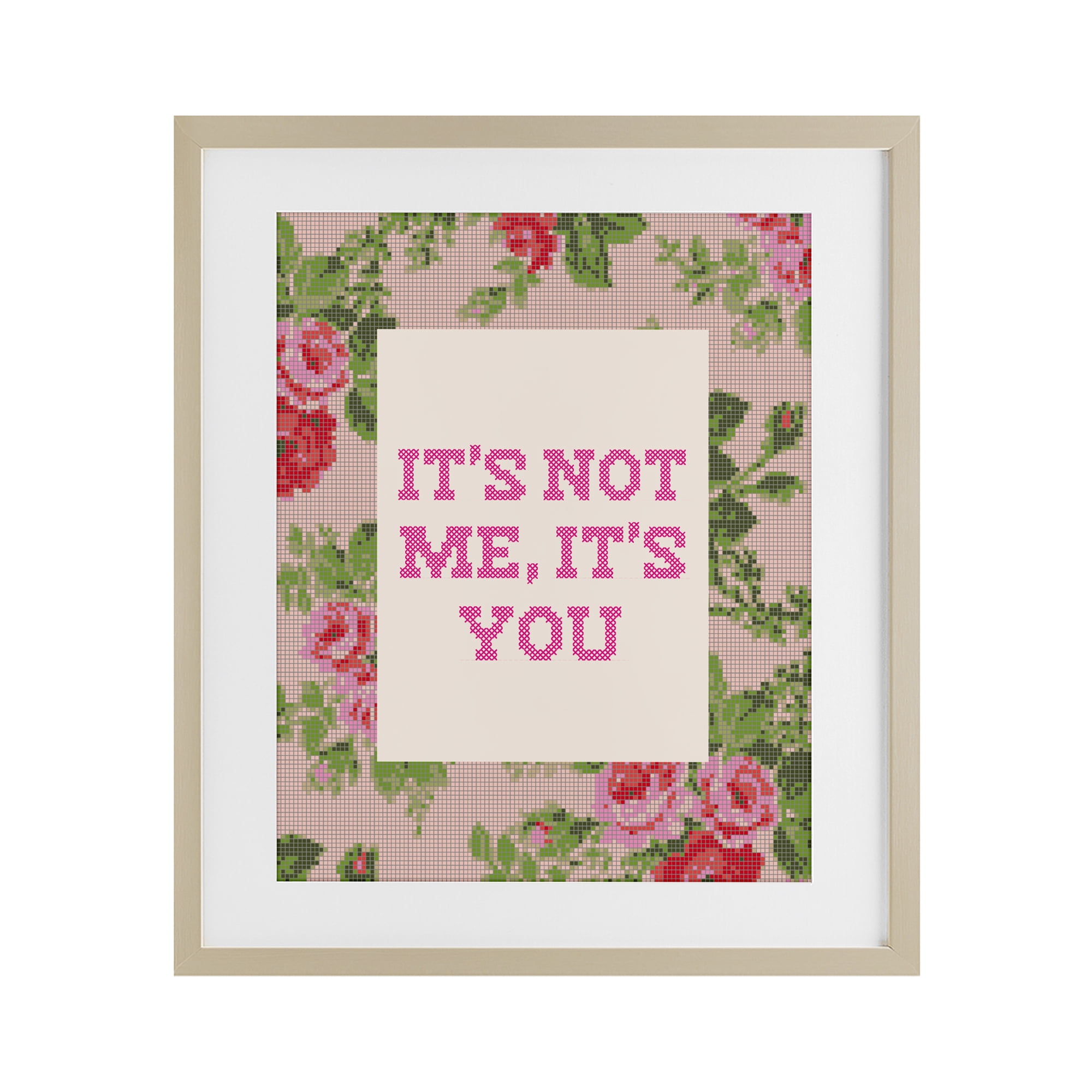 Stupell Industries Not Me It's You Faux Cross Stitch Birch Framed Print Under Glass, design by Lil' Rue