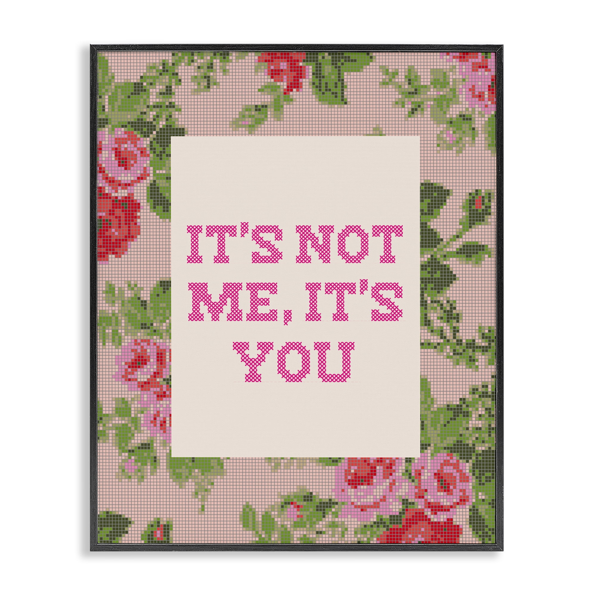 Stupell Industries Not Me It's You Faux Cross Stitch Black Framed Giclee Art, design by Lil' Rue