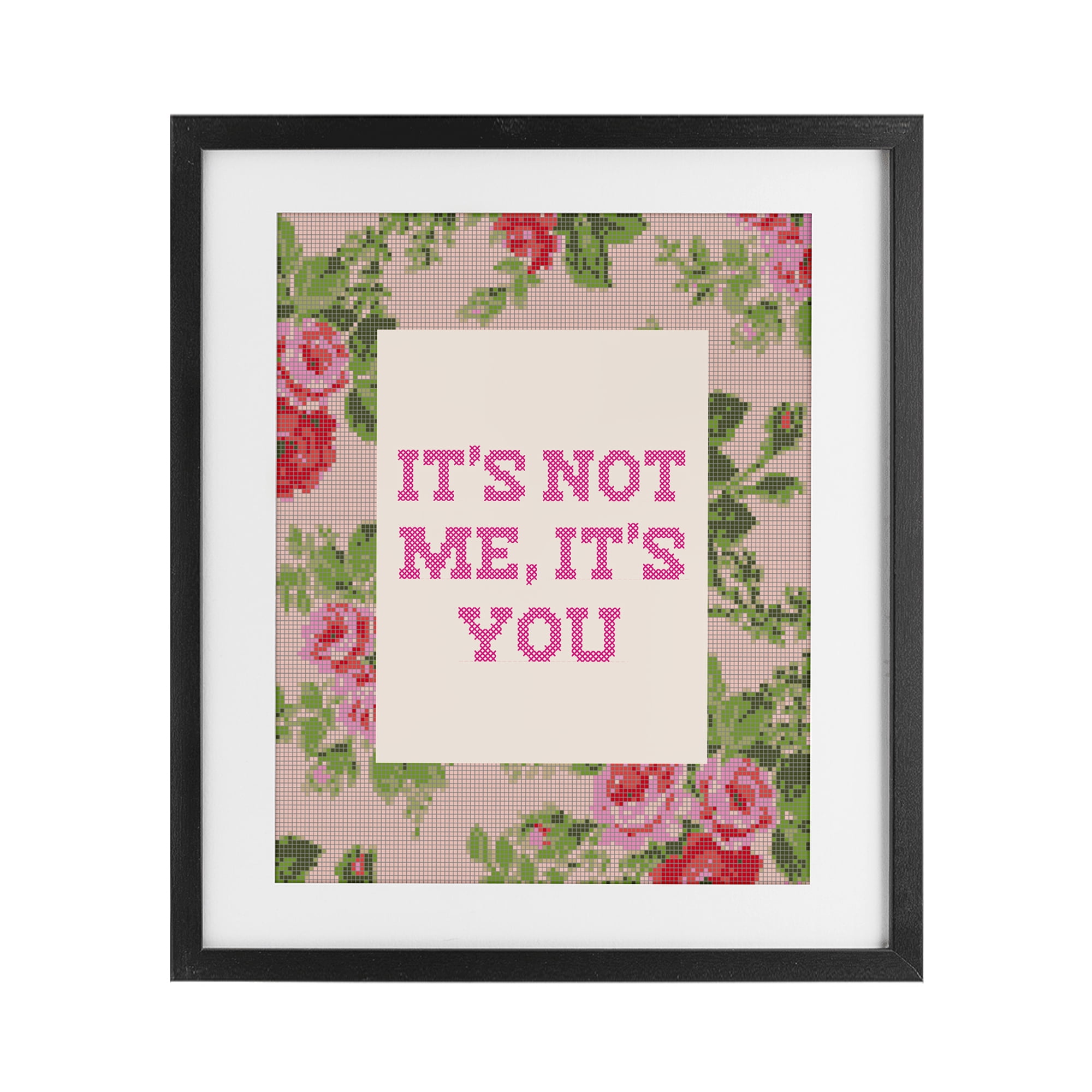 Stupell Industries Not Me It's You Faux Cross Stitch Black Framed Print Under Glass, design by Lil' Rue