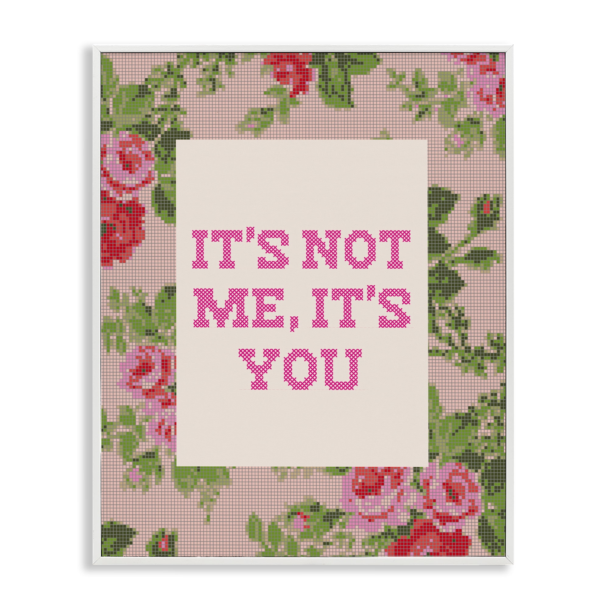 Stupell Industries Not Me It's You Faux Cross Stitch White Framed Giclee Art, design by Lil' Rue