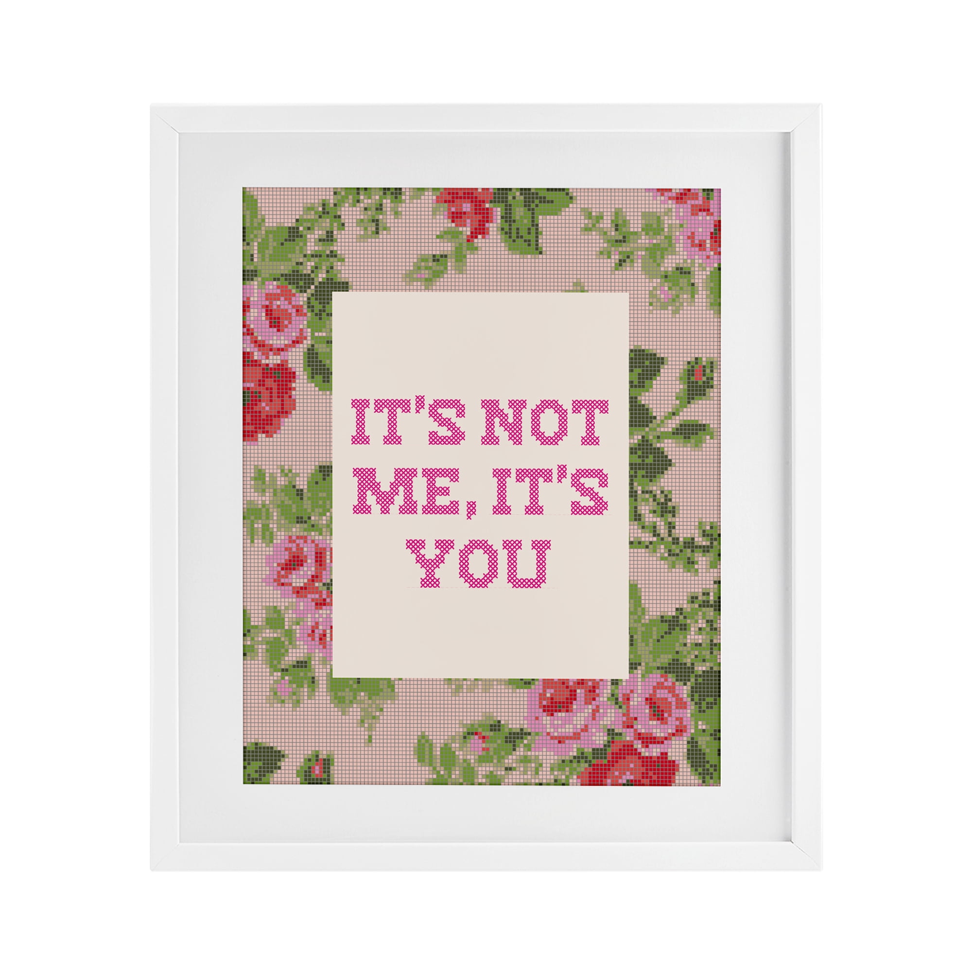 Stupell Industries Not Me It's You Faux Cross Stitch White Framed Print Under Glass, design by Lil' Rue
