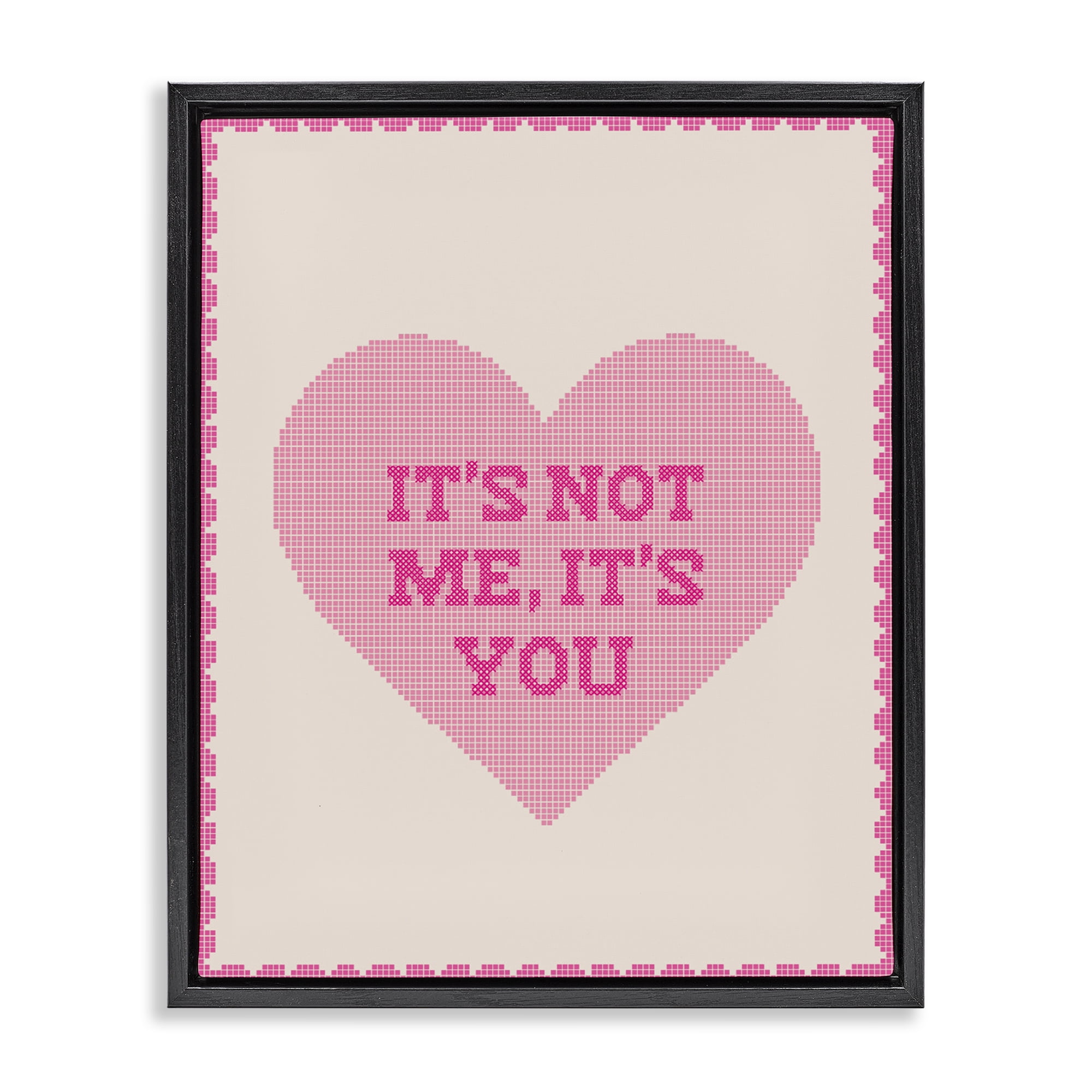 Stupell Industries Not Me It's You on Heart Black Framed Floater Canvas Wall Art, design by Lil' Rue