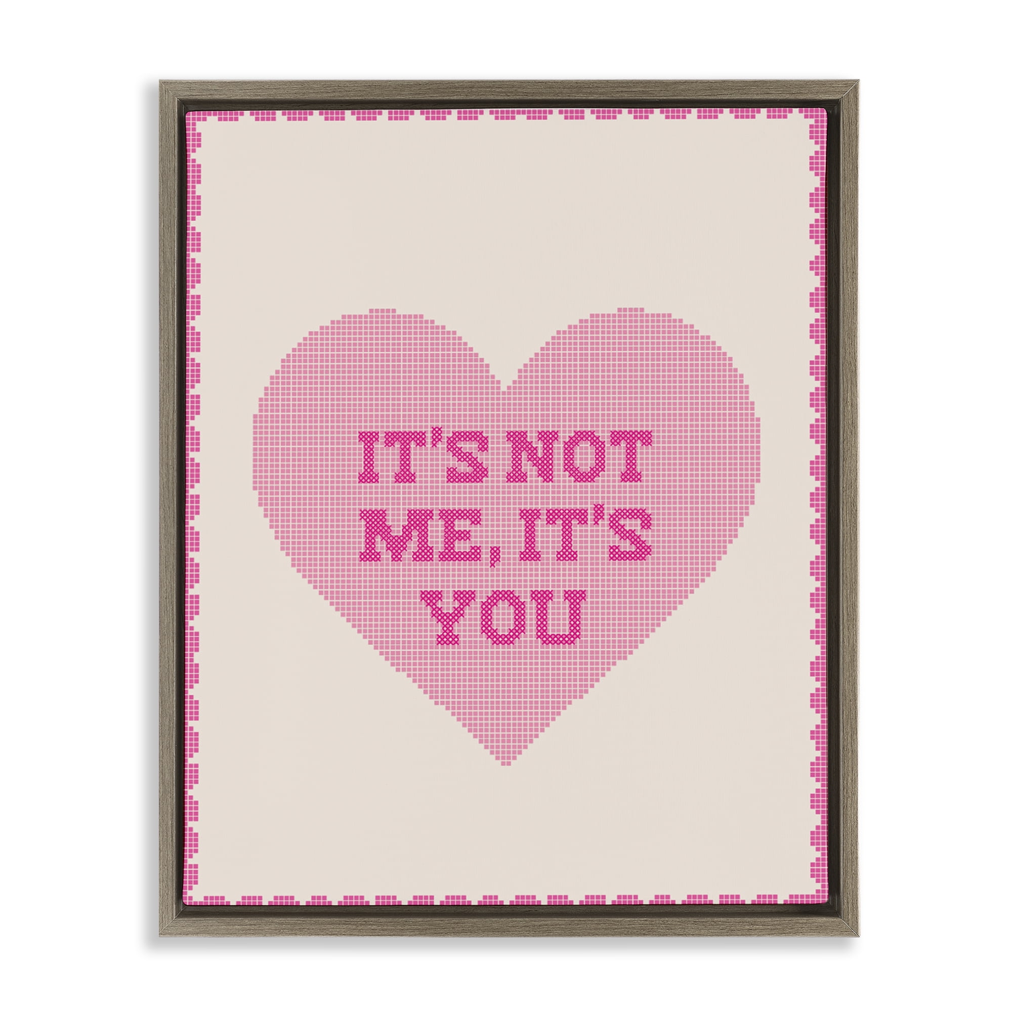 Stupell Industries Not Me It's You on Heart Brown Framed Floater Canvas Wall Art, design by Lil' Rue