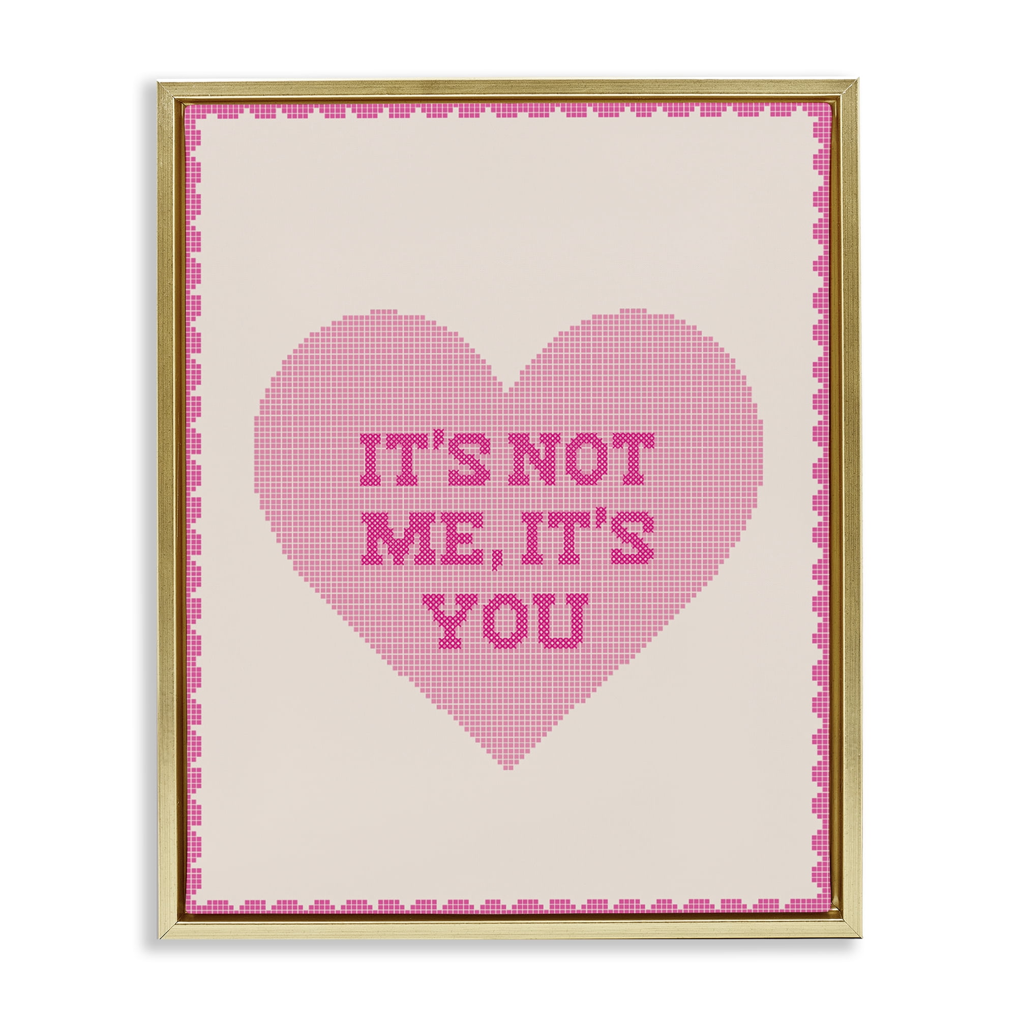 Stupell Industries Not Me It's You on Heart Gold Framed Floater Canvas Wall Art, design by Lil' Rue