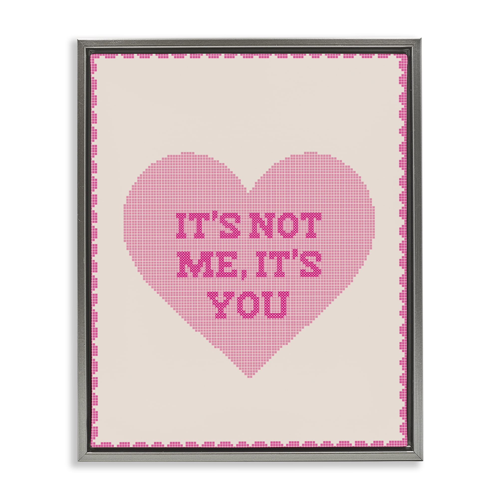 Stupell Industries Not Me It's You on Heart Gray Framed Floater Canvas Wall Art, design by Lil' Rue