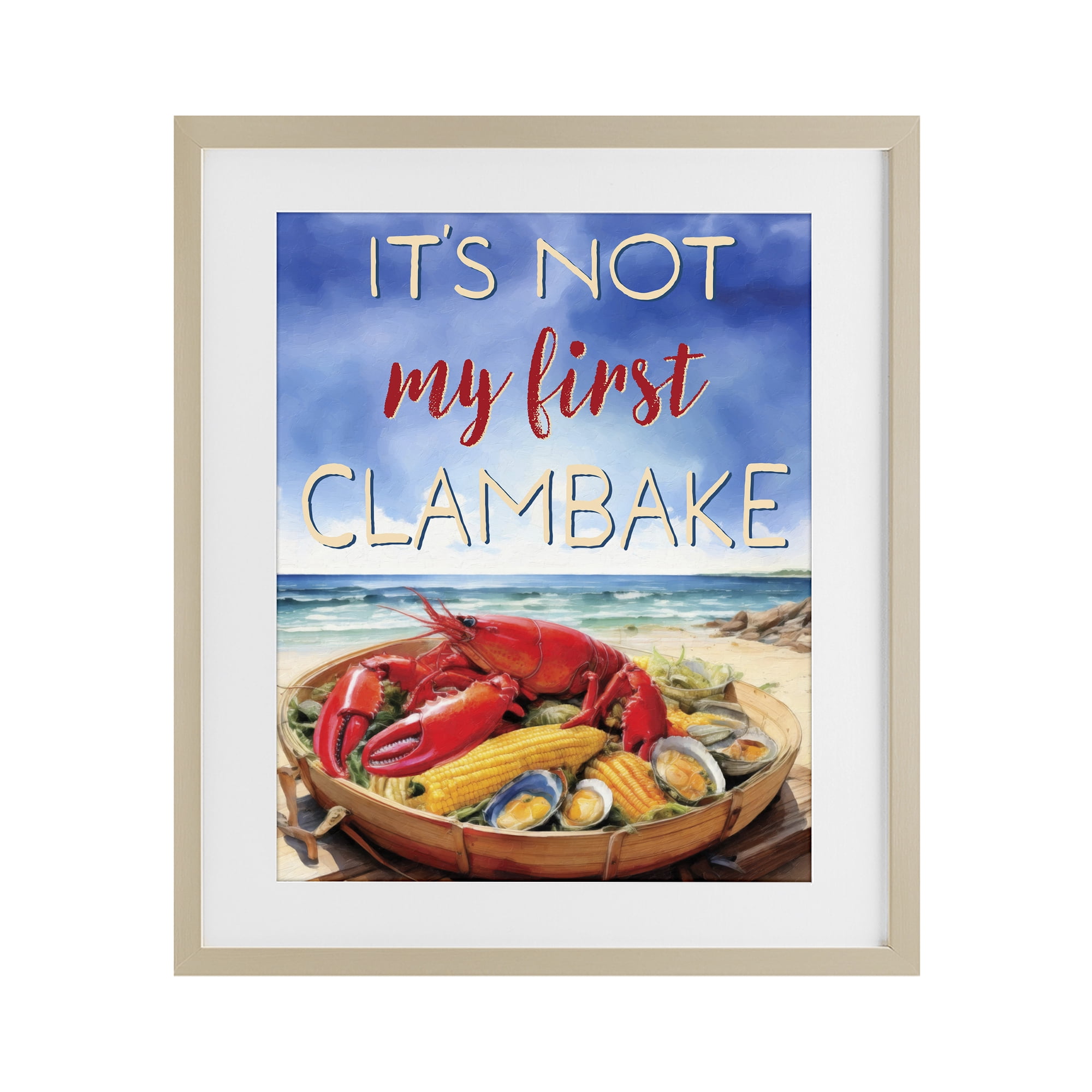 Stupell Industries Not My First Clambake Birch Framed Print Under Glass, design by Grotto Studios