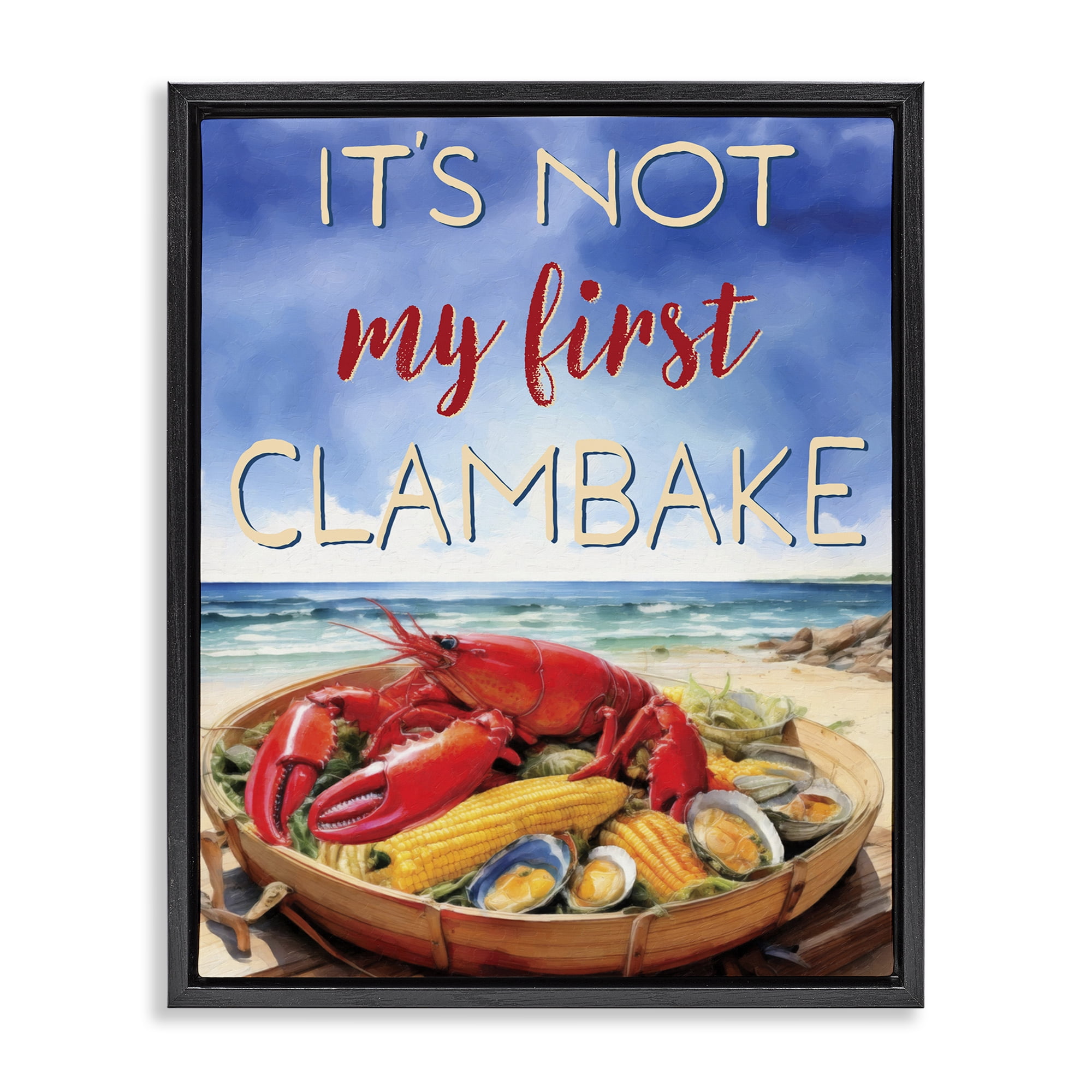 Stupell Industries Not My First Clambake Black Framed Floater Canvas Wall Art, design by Grotto Studios