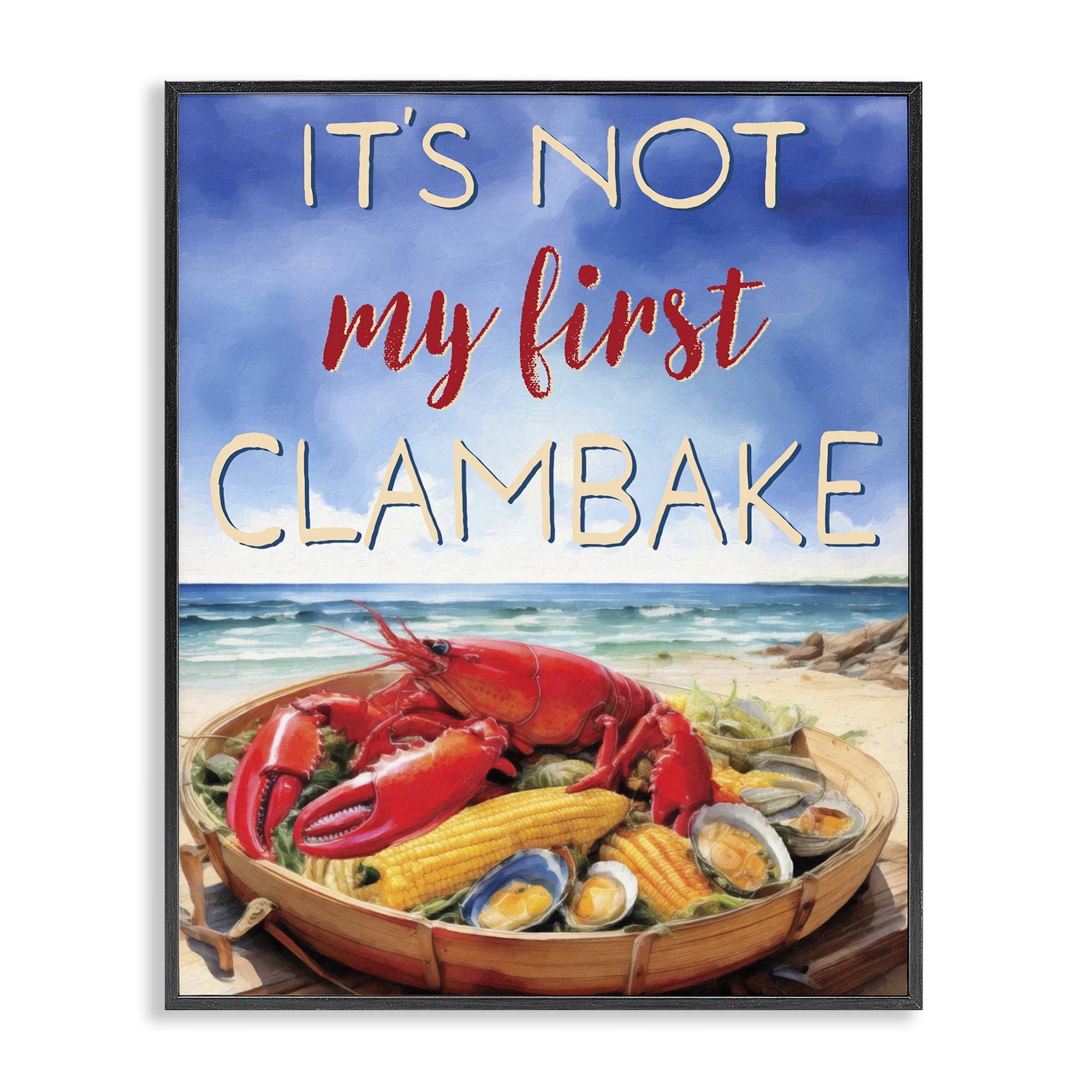 Stupell Industries Not My First Clambake Black Framed Giclee Art, design by Grotto Studios