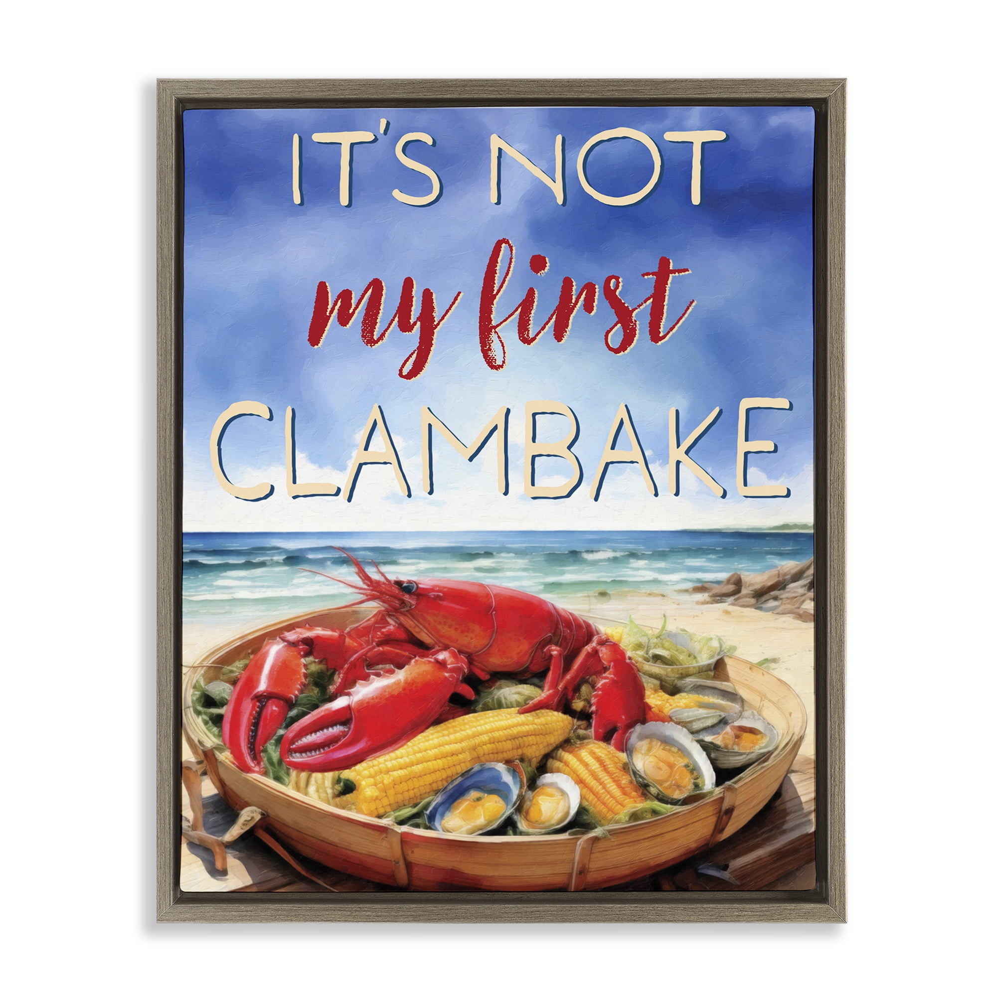 Stupell Industries Not My First Clambake Brown Framed Floater Canvas Wall Art, design by Grotto Studios